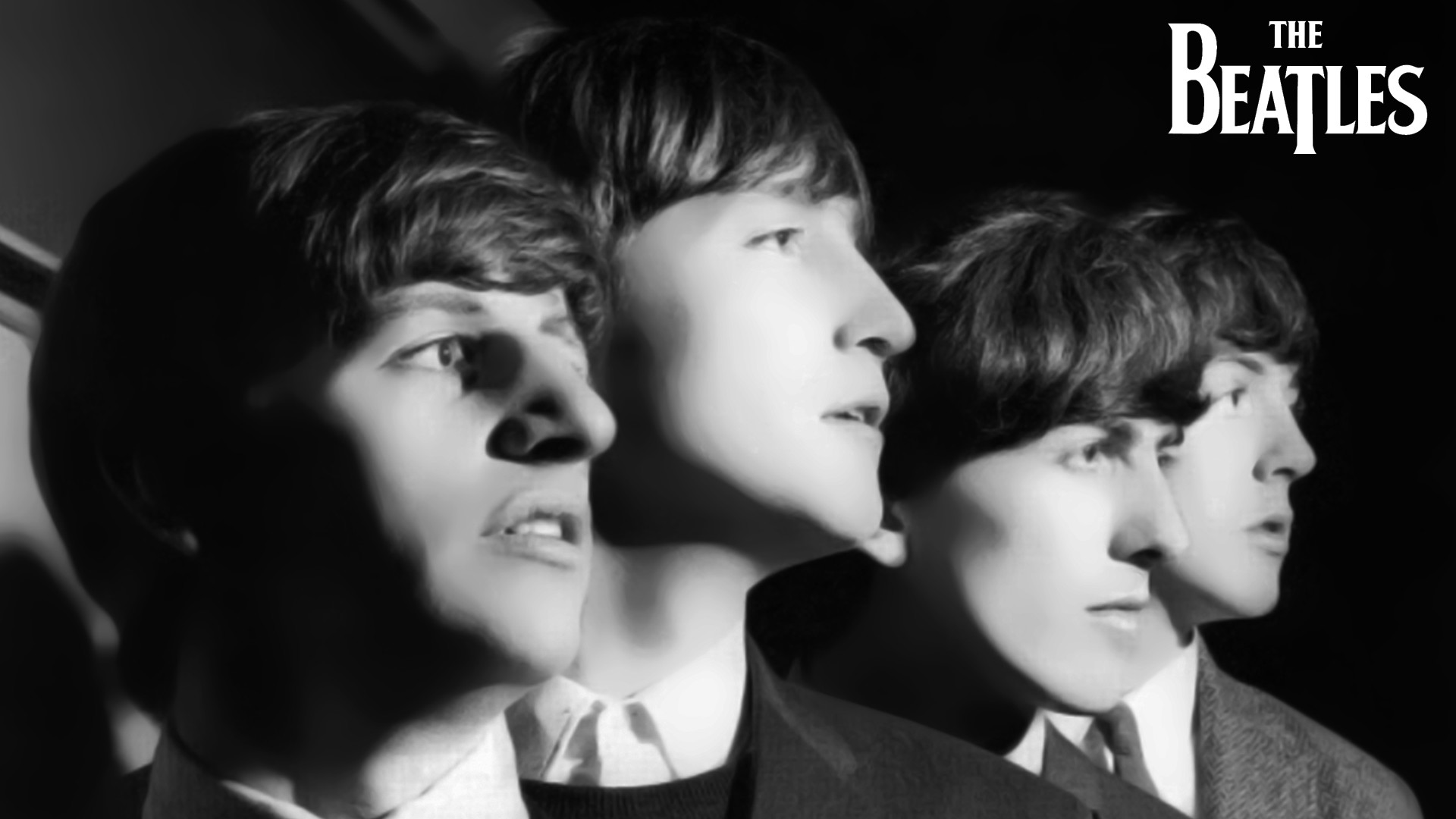 The Beatles, Profili, Bianco e nero, Logo, Full HD, sfondo Windows 11