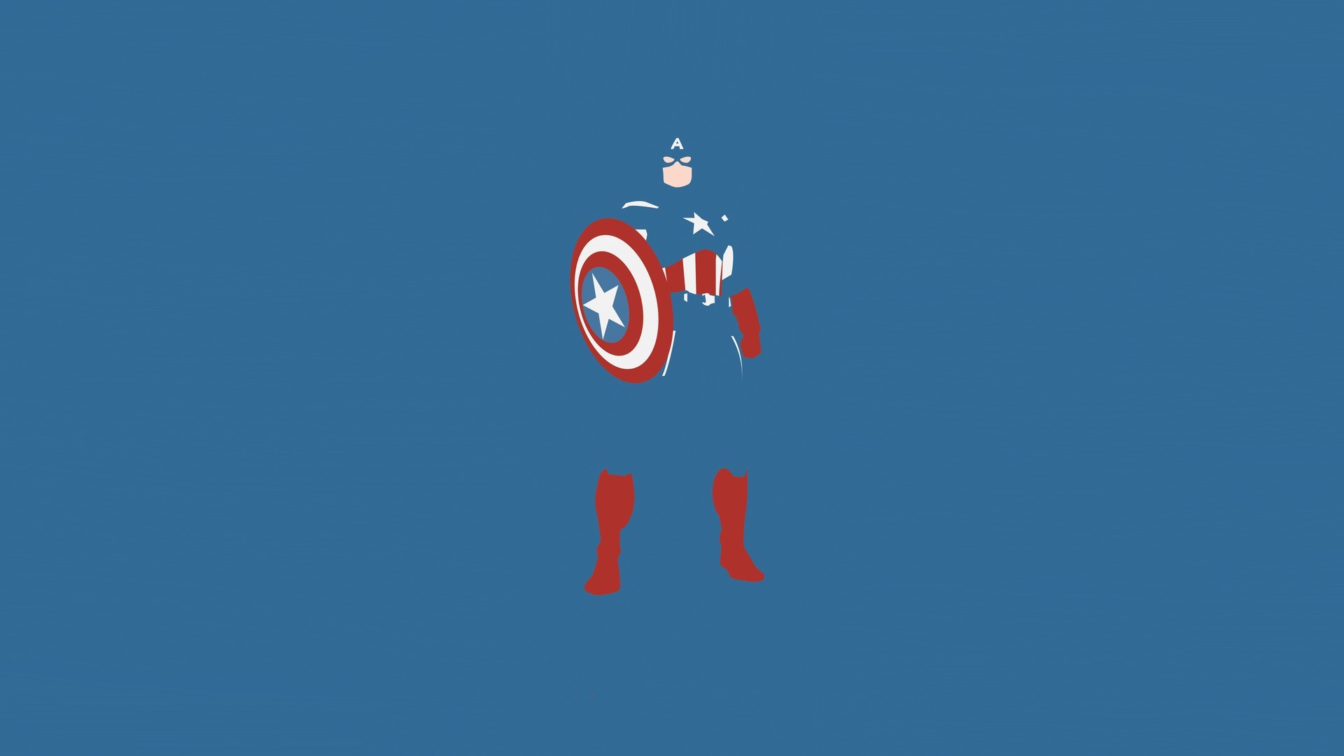 Capitan America, Minimalismo, Sfondo blu, Full HD, wallpaper desktop