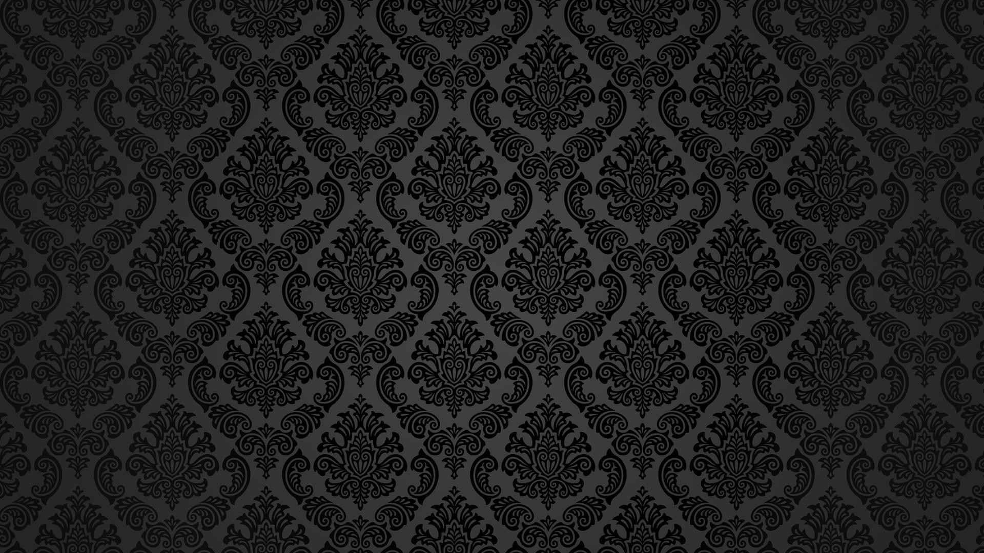 Damascato, Motivo barocco, Nero, Texture, 16:9 Full HD, wallpaper widescreen