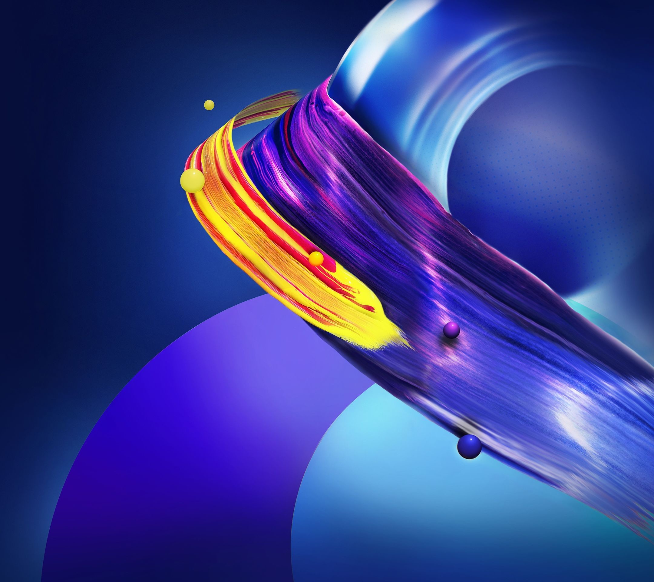 Arte astratta, Vernice, Blu e giallo, sfondo Huawei Full HD