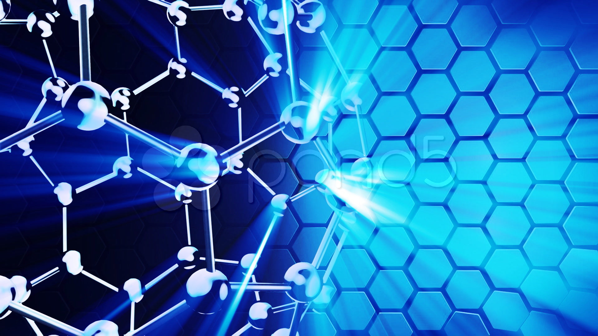 Grafene, Struttura molecolare, Esagoni, Blu, Full HD, sfondo per portatile