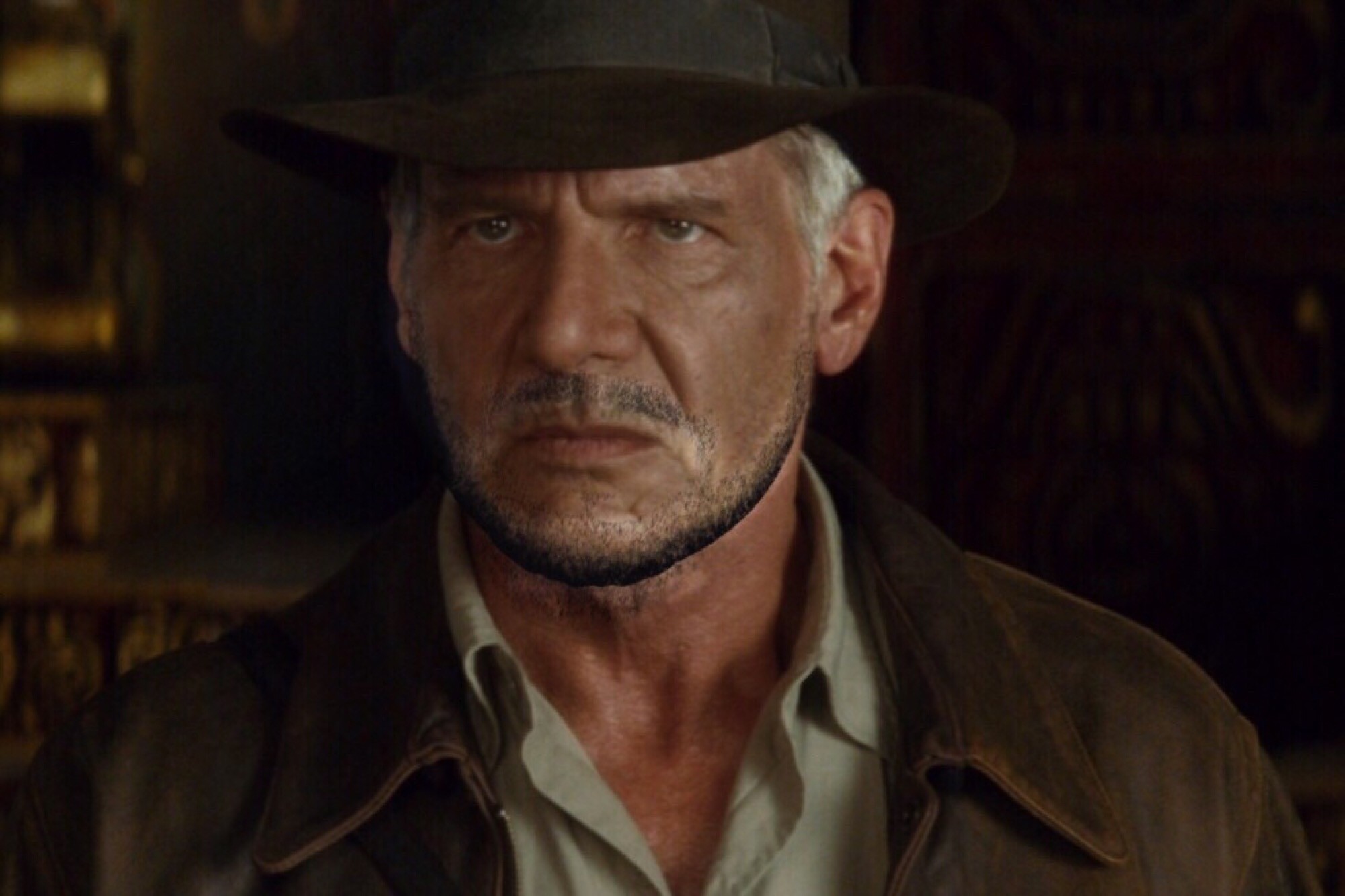 Indiana Jones, Harrison Ford, Ritratto, Toni scuri, Full HD, sfondo per PC e portatile