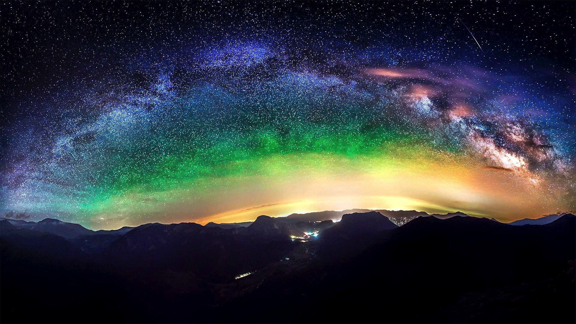 Via Lattea, Aurora, Cielo stellato, Panorama notturno, immagine di sfondo Huawei P8