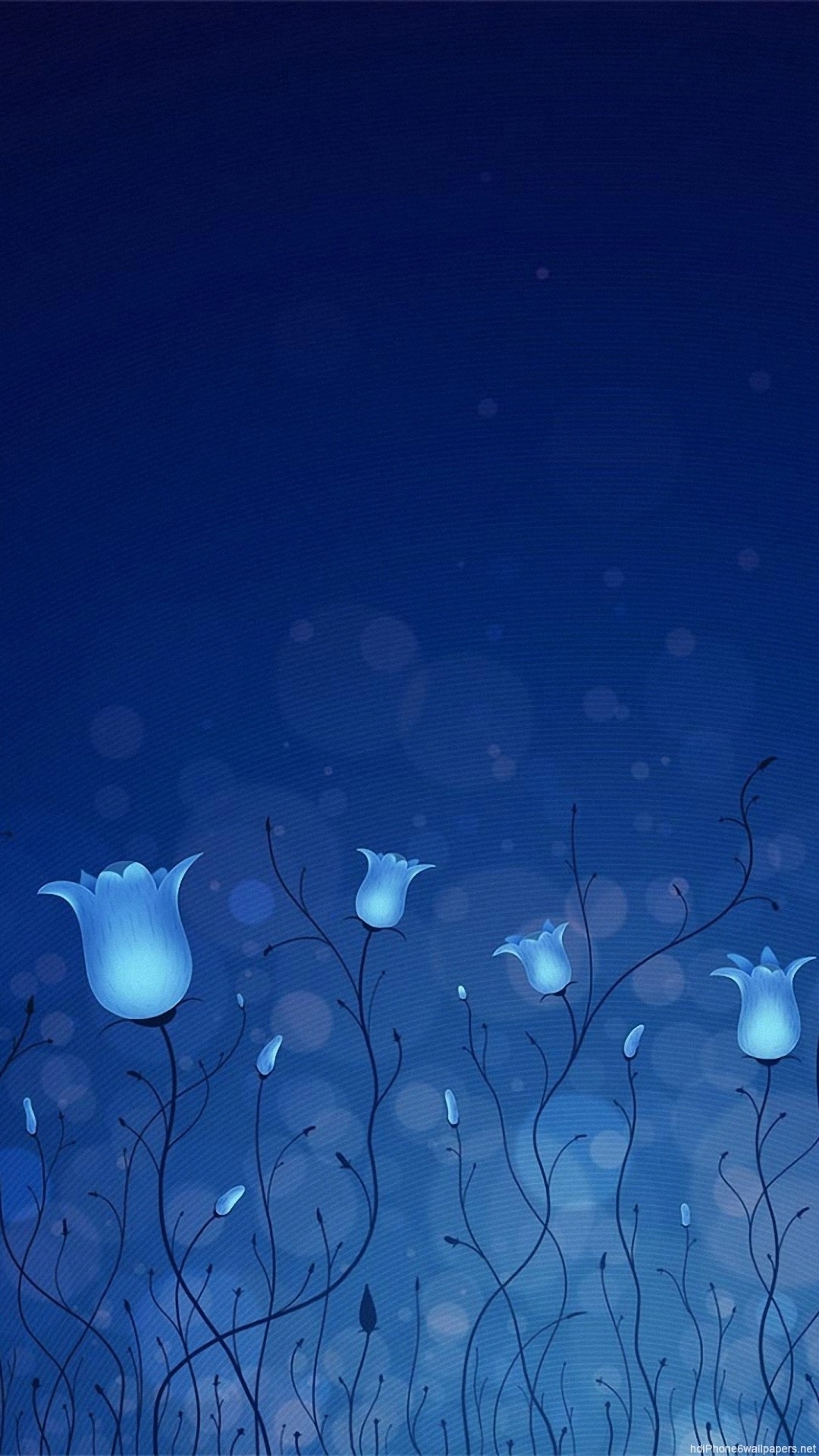 Fiori, Campanule, Blu notte, Illustrazione, Full HD, sfondo verticale per cellulare