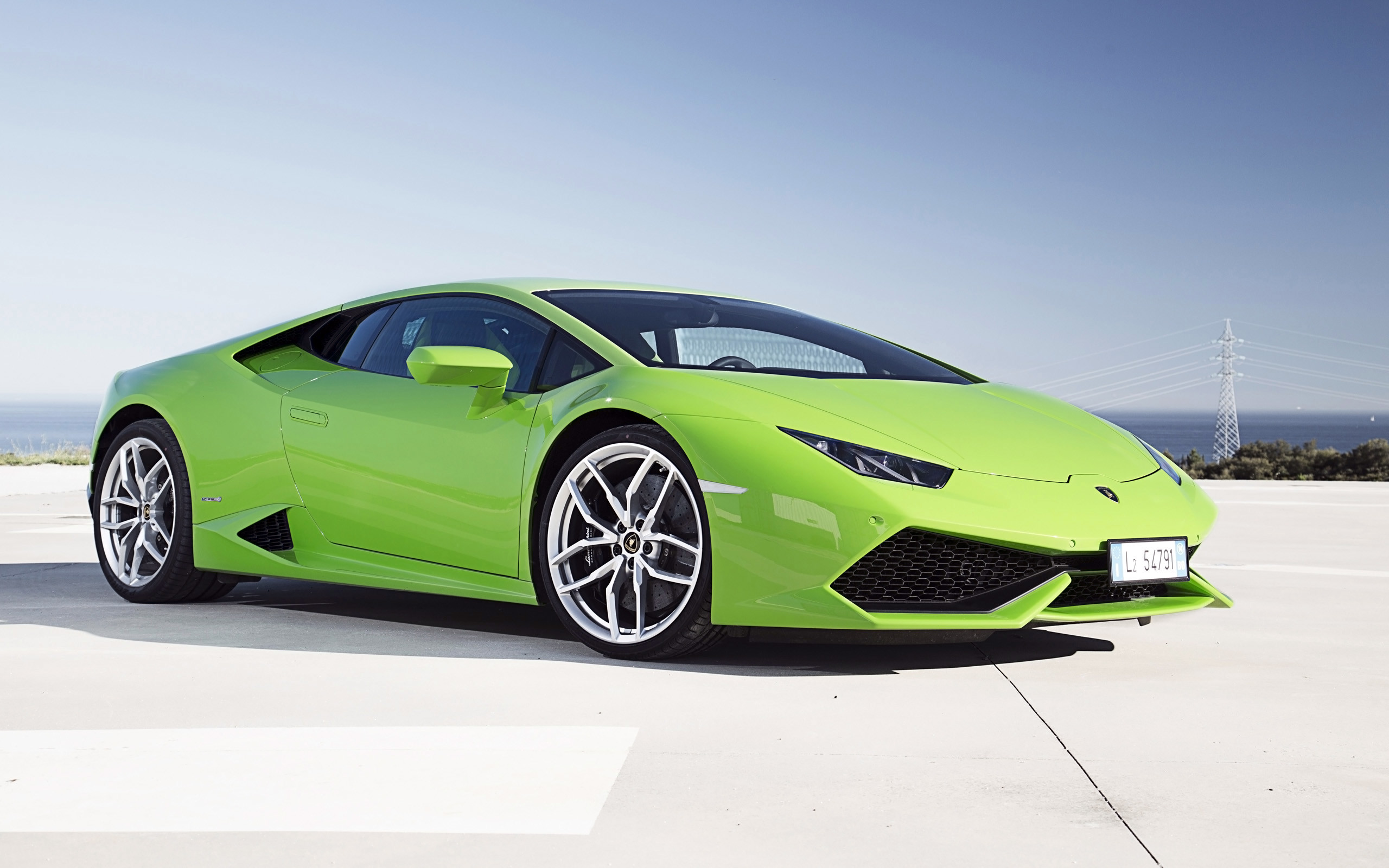 Lamborghini Huracán, Verde, Supercar, Cielo, 2560x1600, sfondo MacBook Pro