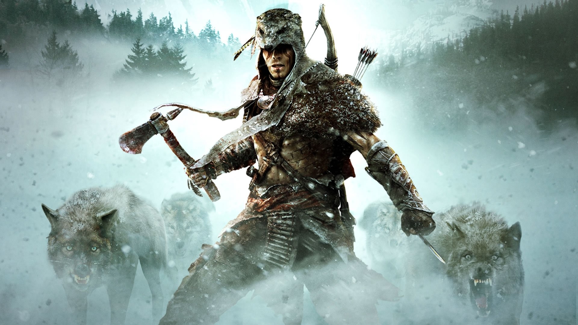 Connor, Assassin's Creed III, Lupi, Neve, Full HD 1080p, sfondo desktop