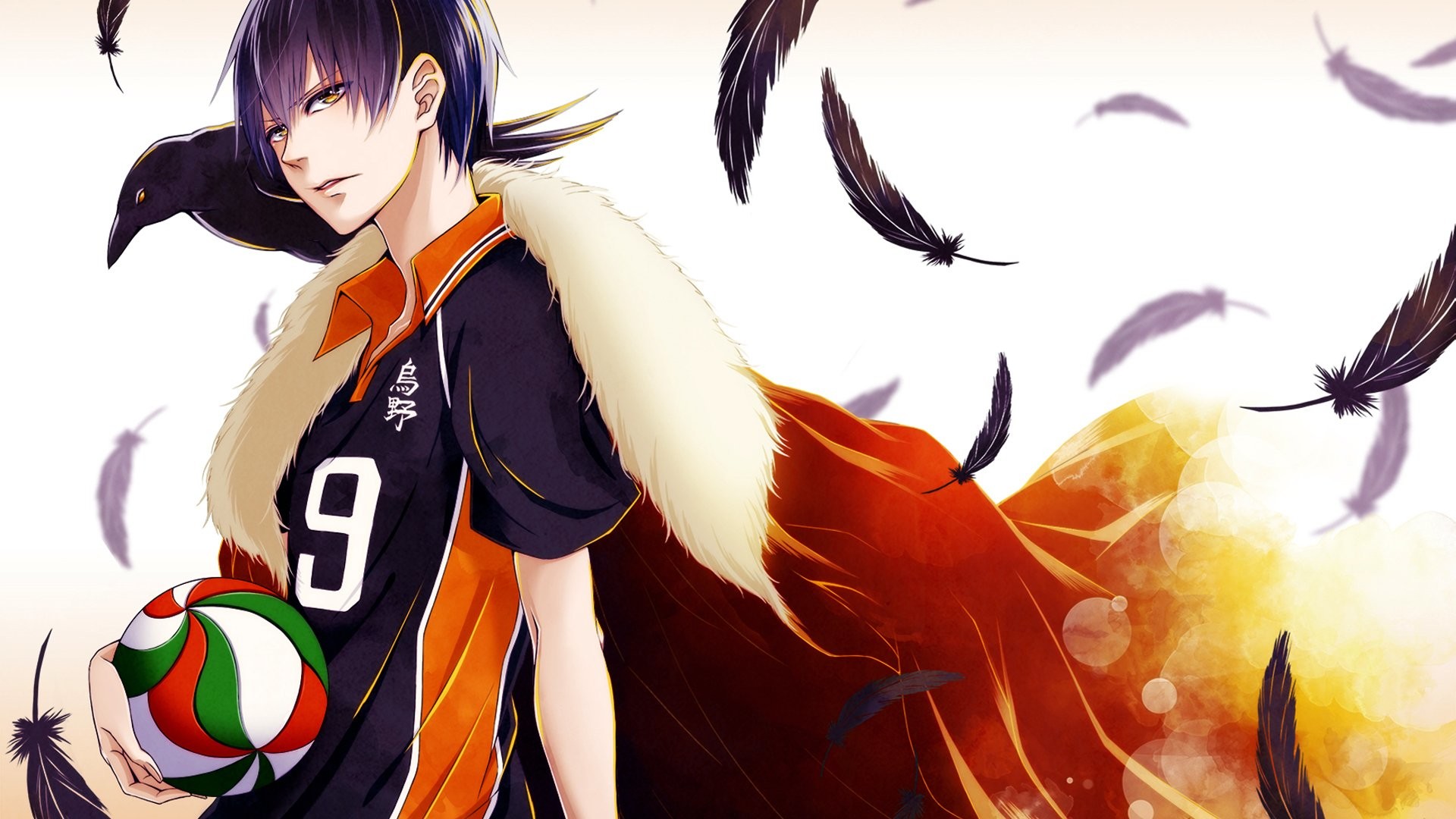 Tobio Kageyama, Haikyu!!, Piume, Pallone da pallavolo, Full HD, sfondo desktop