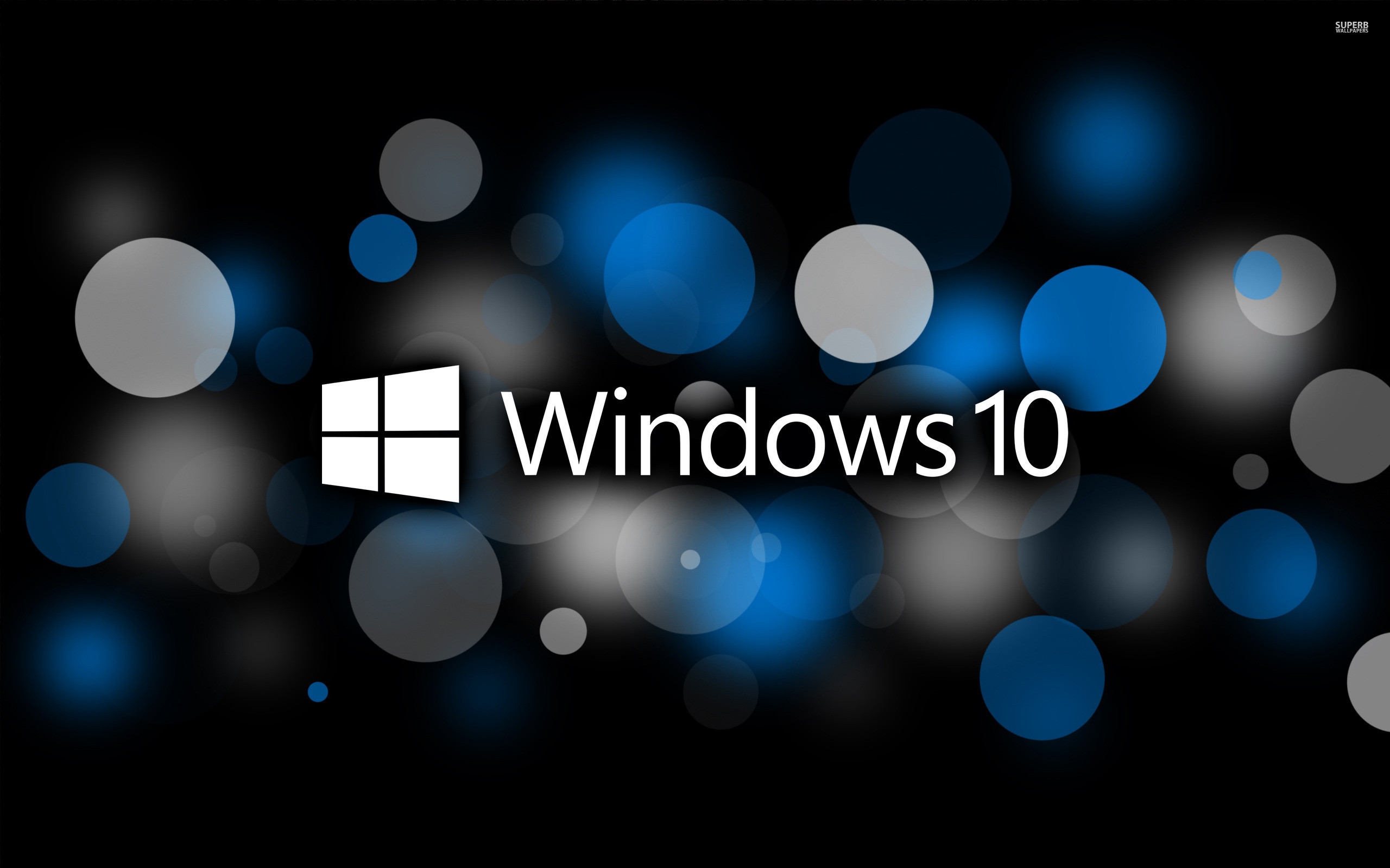 Windows 10, Bokeh, Sfondo nero, Cerchi, 2K, wallpaper per portatile