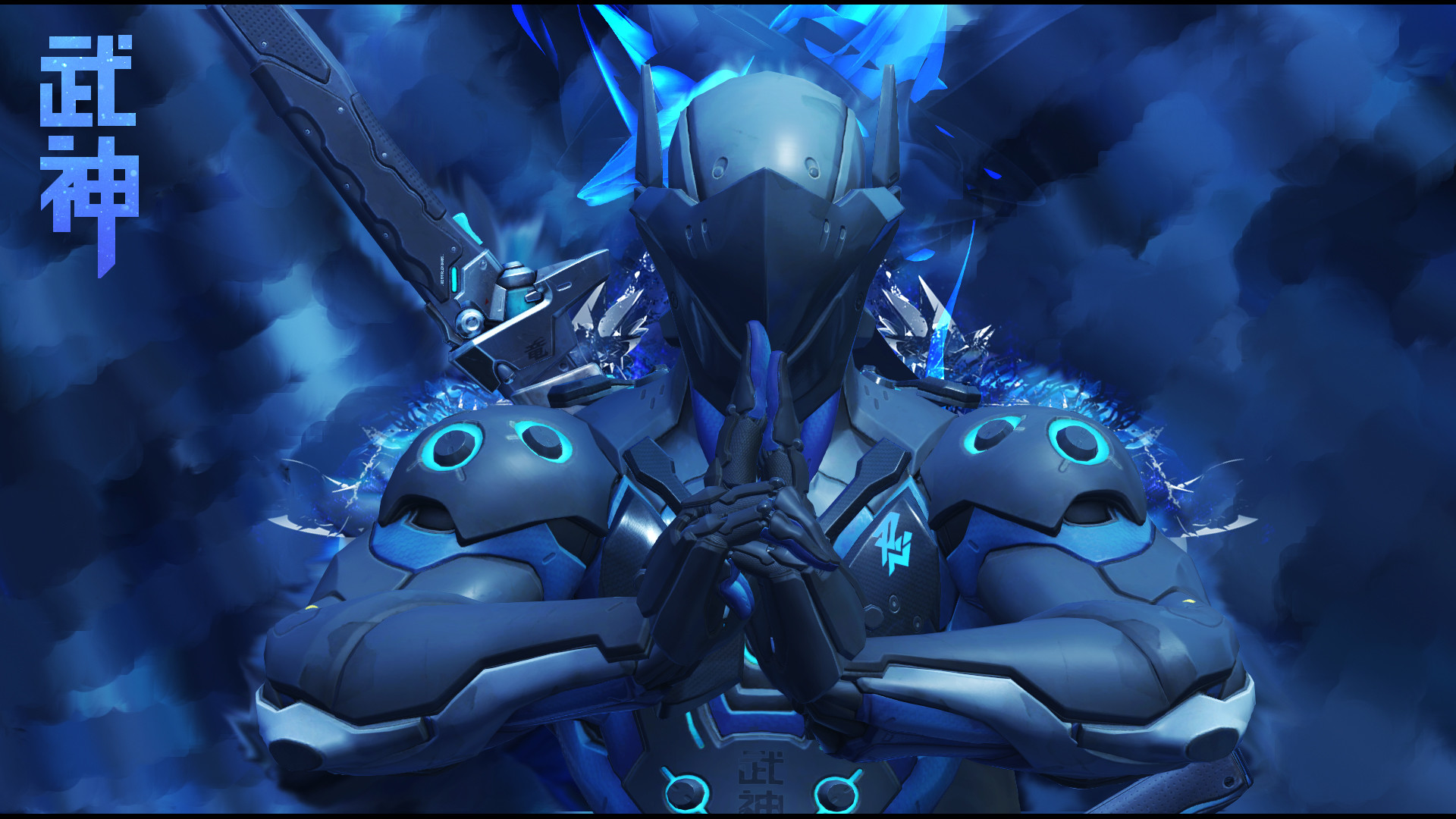 Genji, Overwatch, Skin Nihon, Blu, 1920x1080, sfondo per PC