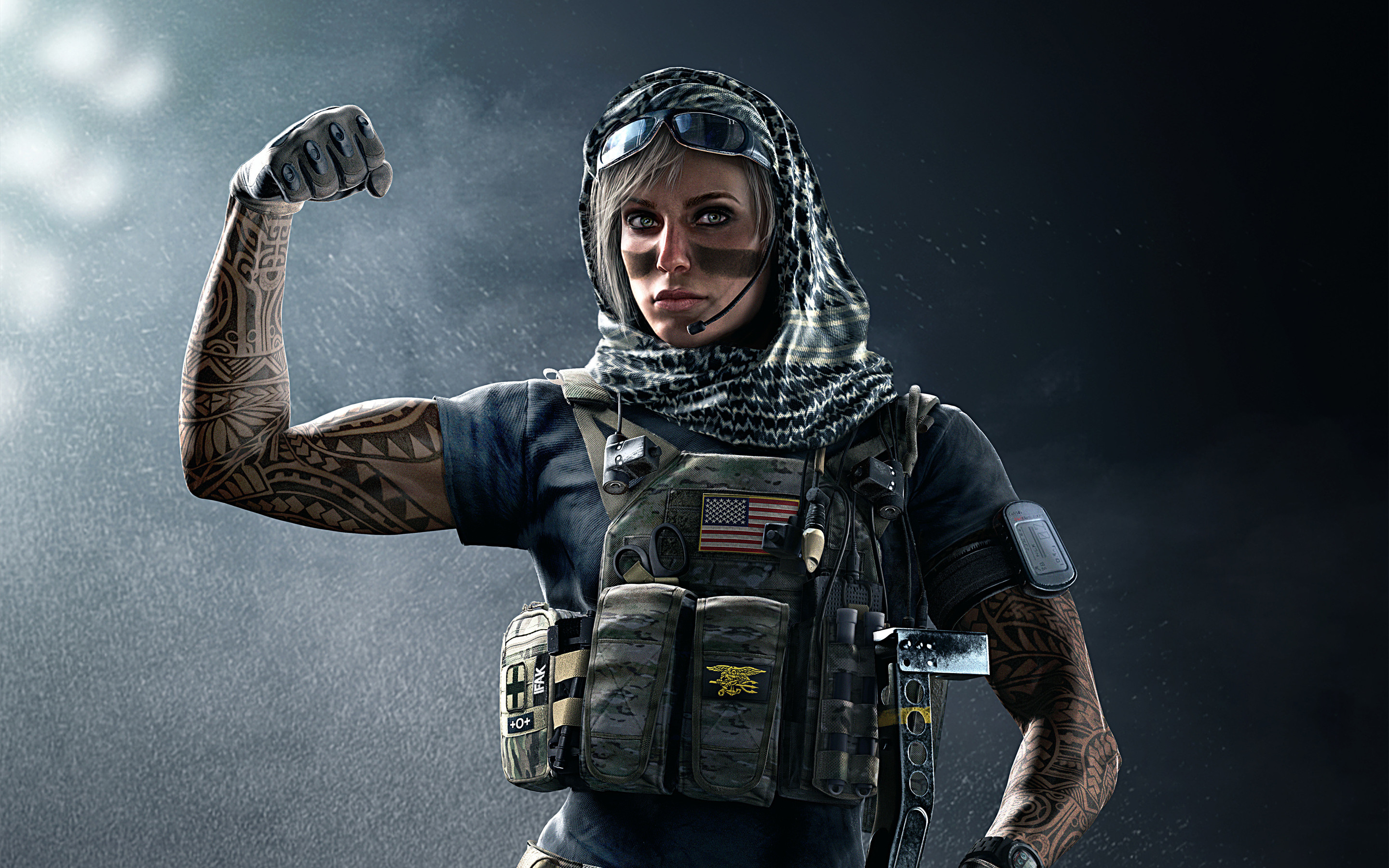 Rainbow Six Siege, Valkyrie, Navy SEAL, Tatuaggi, 16:10 2K, wallpaper widescreen