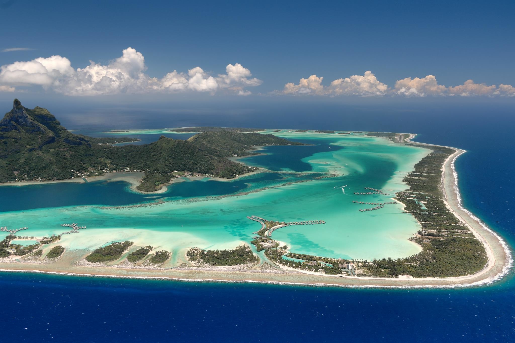 Bora Bora, Atollo, Barriera corallina, Vista aerea, Full HD, wallpaper desktop