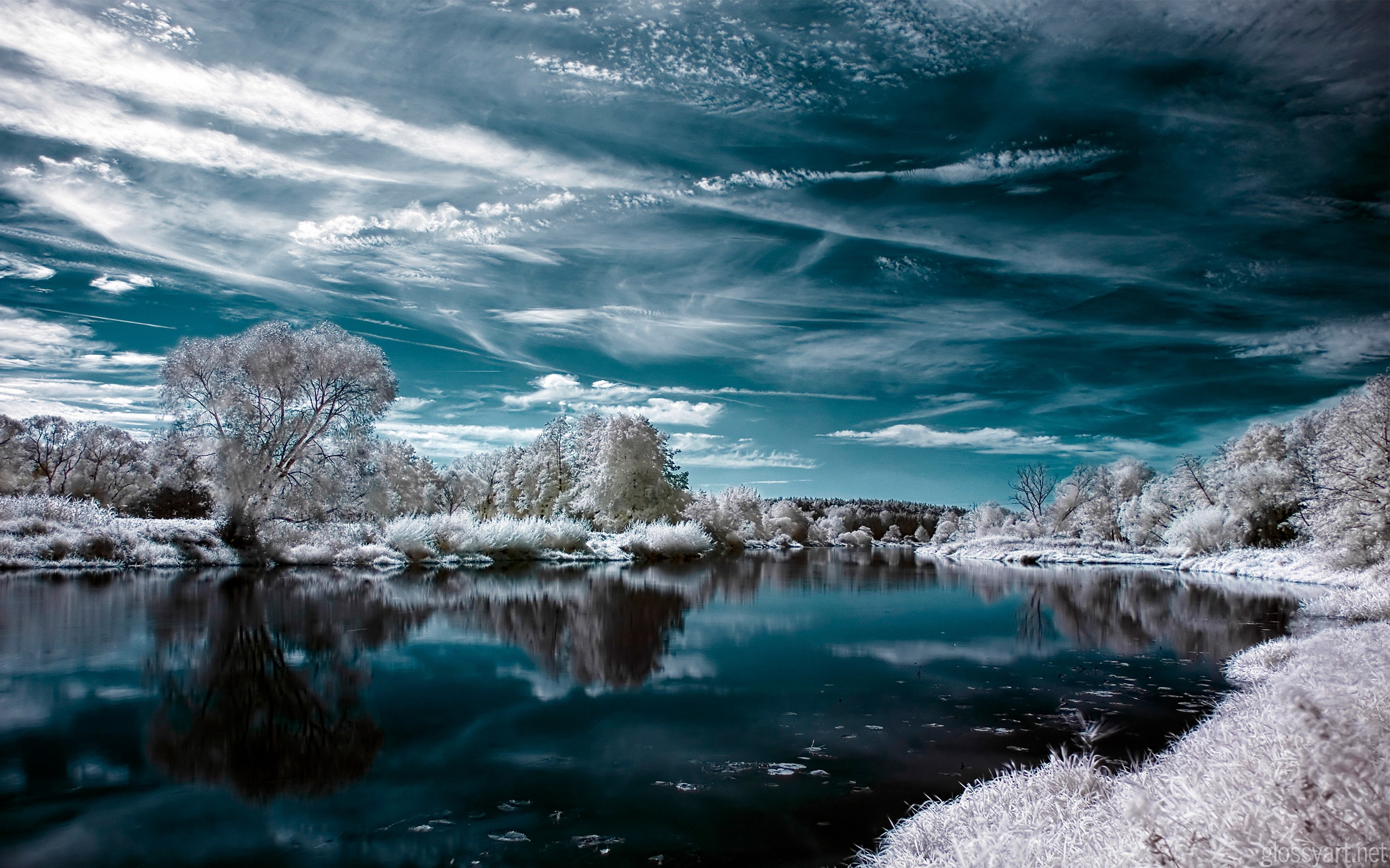 Lago, Brina, Inverno, Nuvole, sfondo per Android