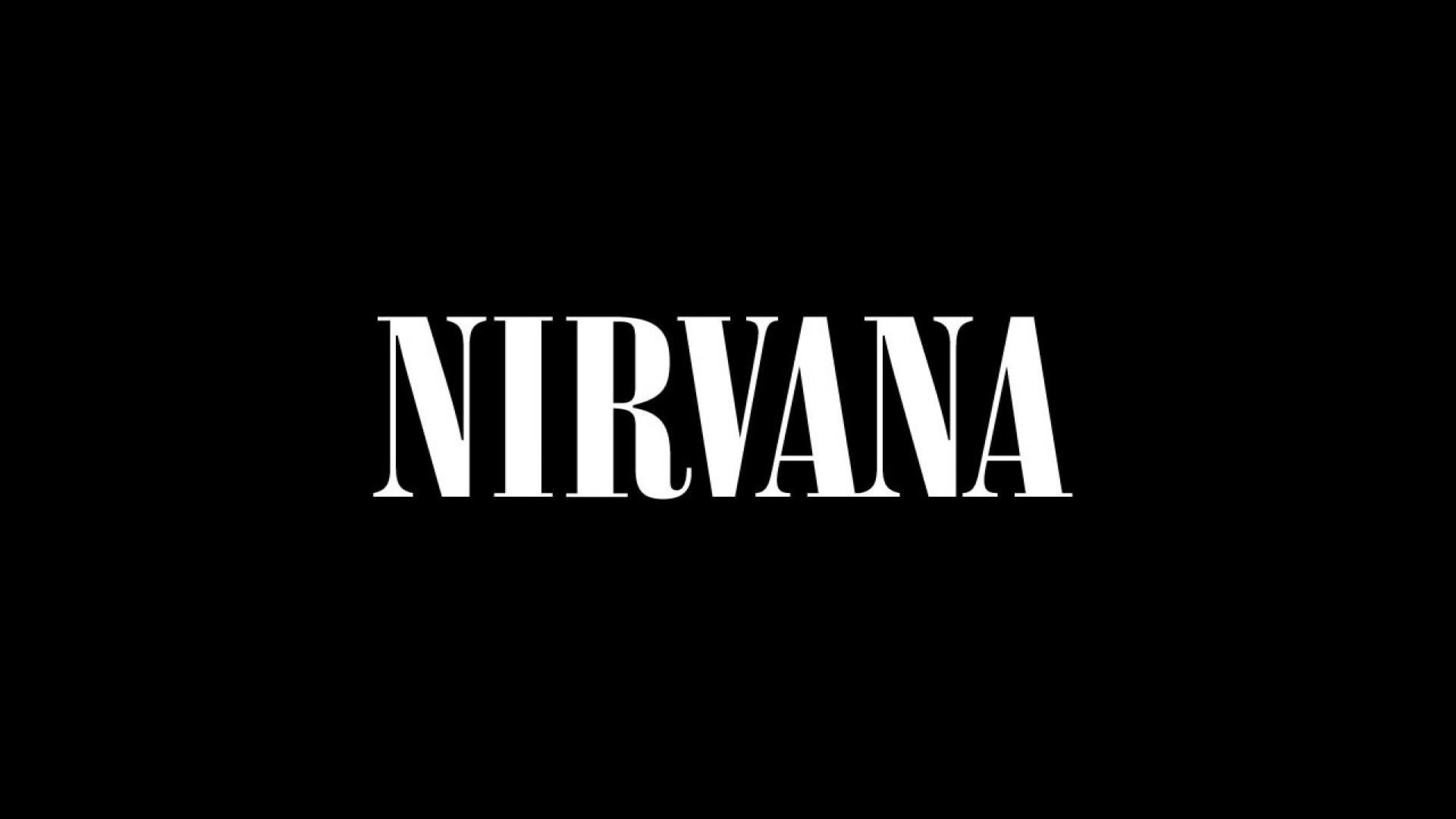 Logo Nirvana, Nirvana, Sfondo nero, Minimalista, 4K, wallpaper desktop
