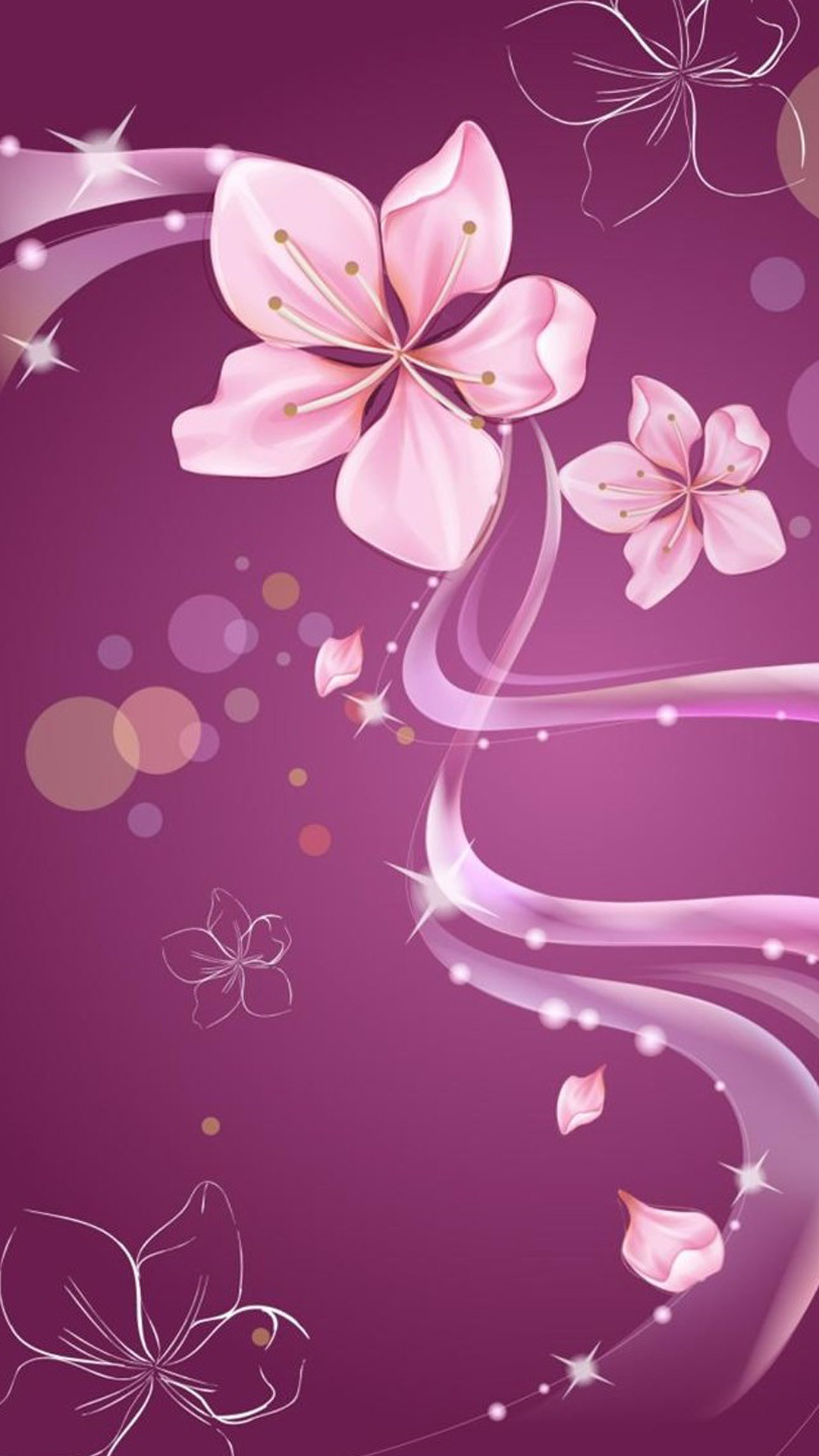 Fiori stilizzati, Illustrazione, Viola, wallpaper iPhone