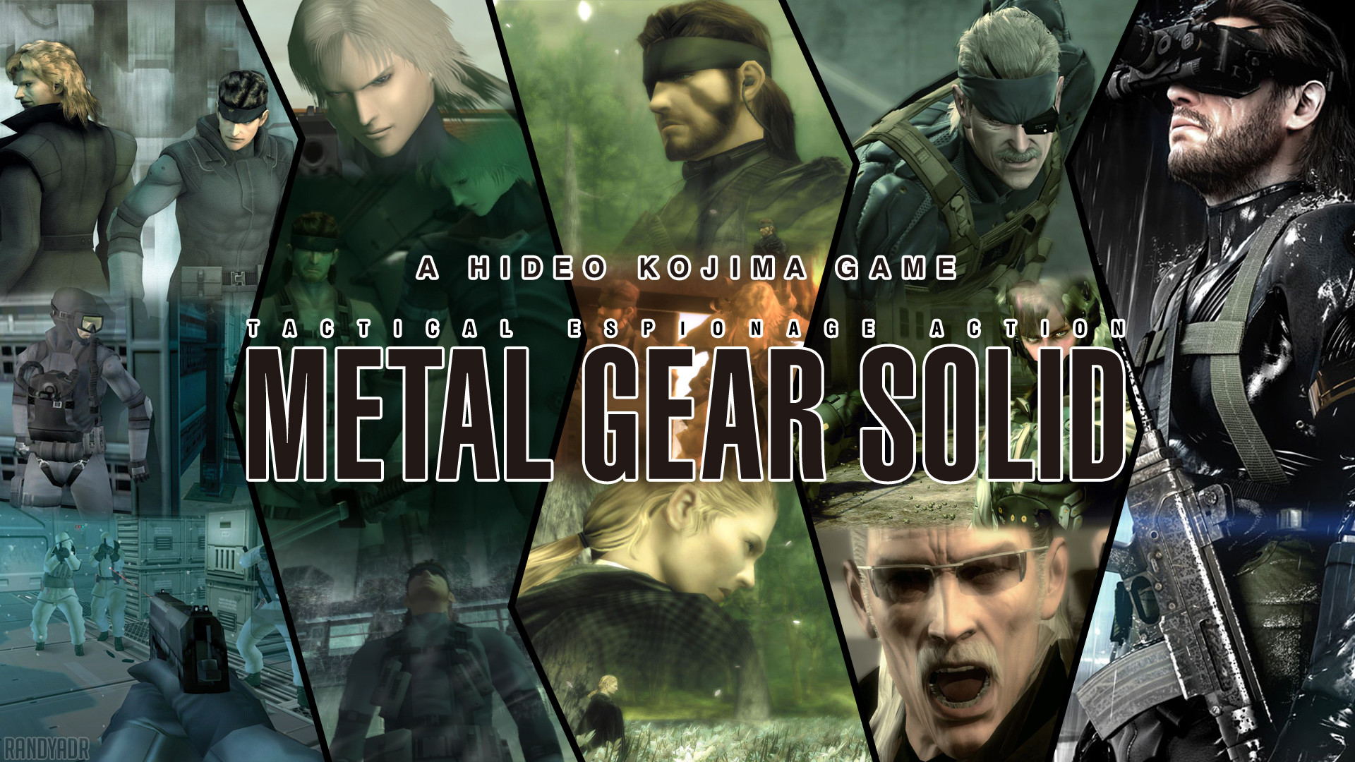 Metal Gear Solid, Hideo Kojima, Collage, Big Boss, Solid Snake, 16:9 Full HD, sfondo widescreen