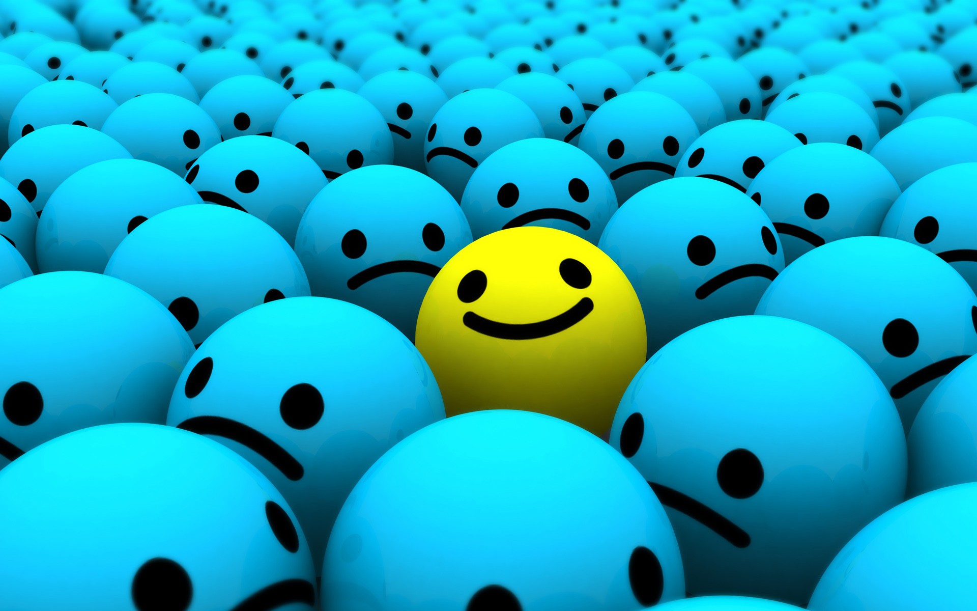 Smiley, Emoji, Sfere blu, Rendering 3D, 1920x1200, sfondo per PC