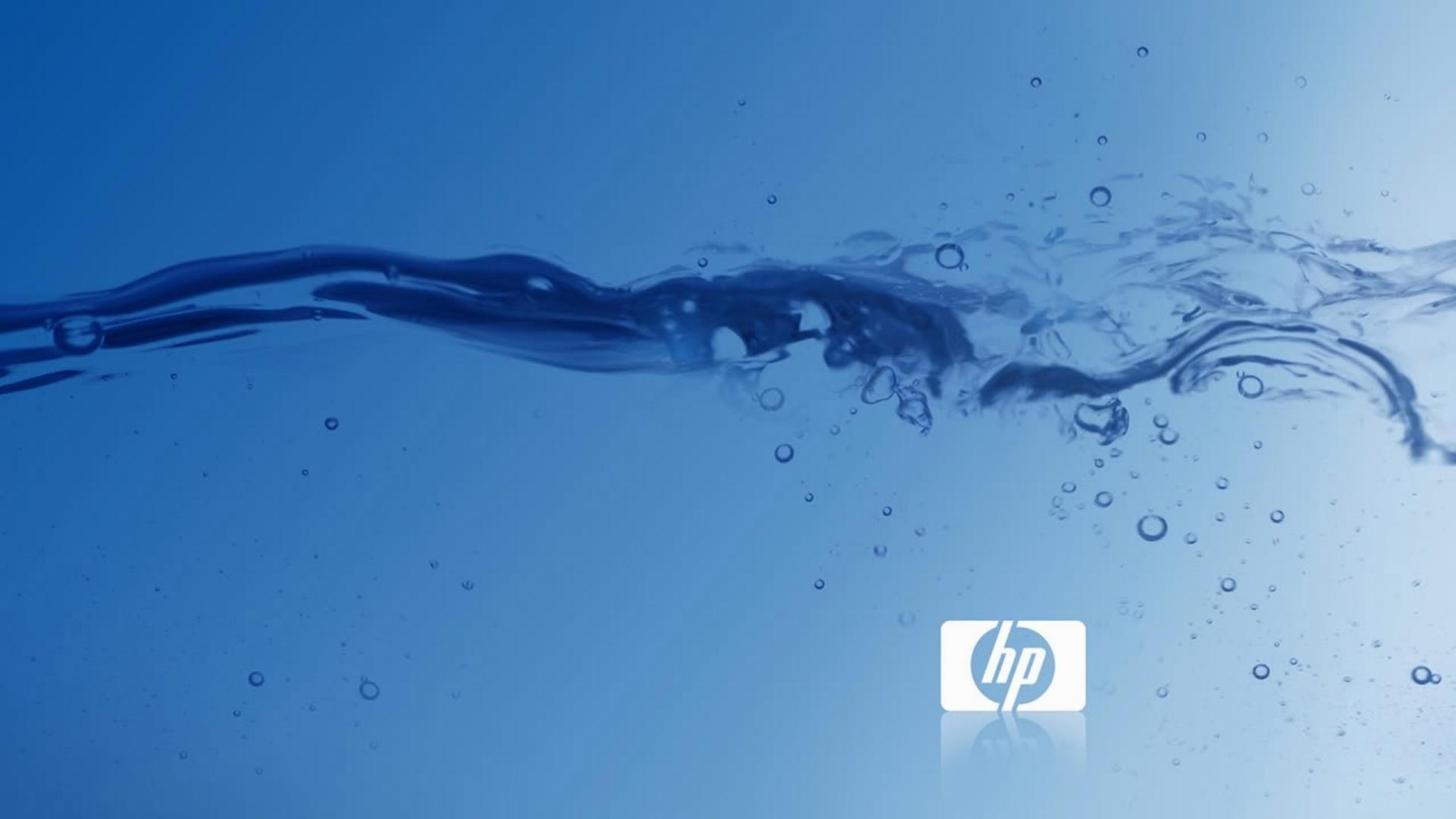 Logo HP, Onda d'acqua, Bolle, Blu, Hewlett-Packard, Full HD 1080p, sfondo desktop