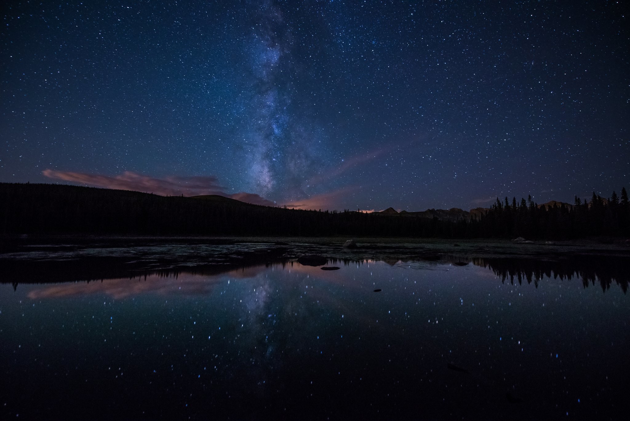 Via Lattea, Lago, Riflesso, Notte stellata, Full HD, wallpaper per PC