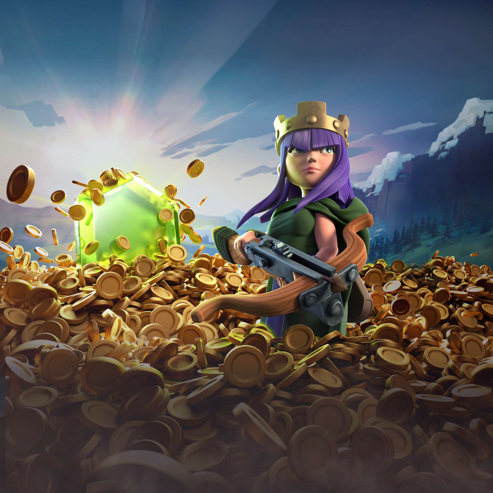 Regina degli Arcieri, Clash of Clans, Oro, Gemma, Full HD, sfondo per iPad e tablet