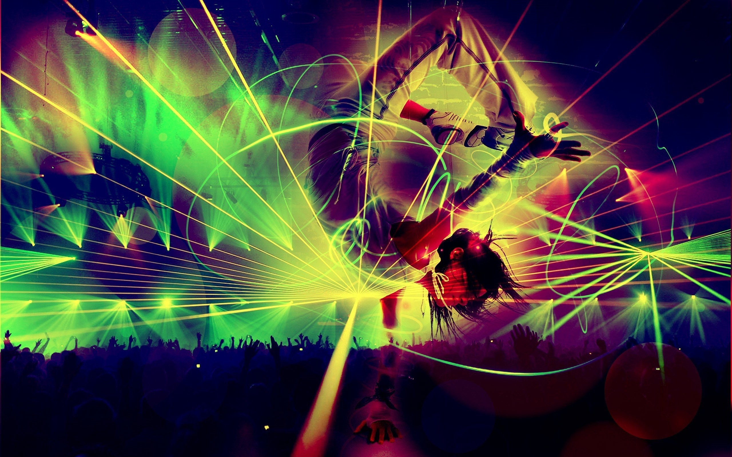 Laser, Ballerino, Rave, Verde neon, 2K, wallpaper per PC