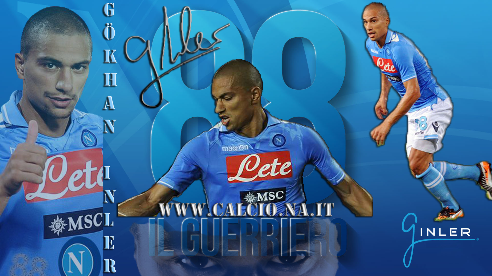 Gökhan Inler, SSC Napoli, Calcio, Collage, Azzurro, Full HD, sfondo Windows 11
