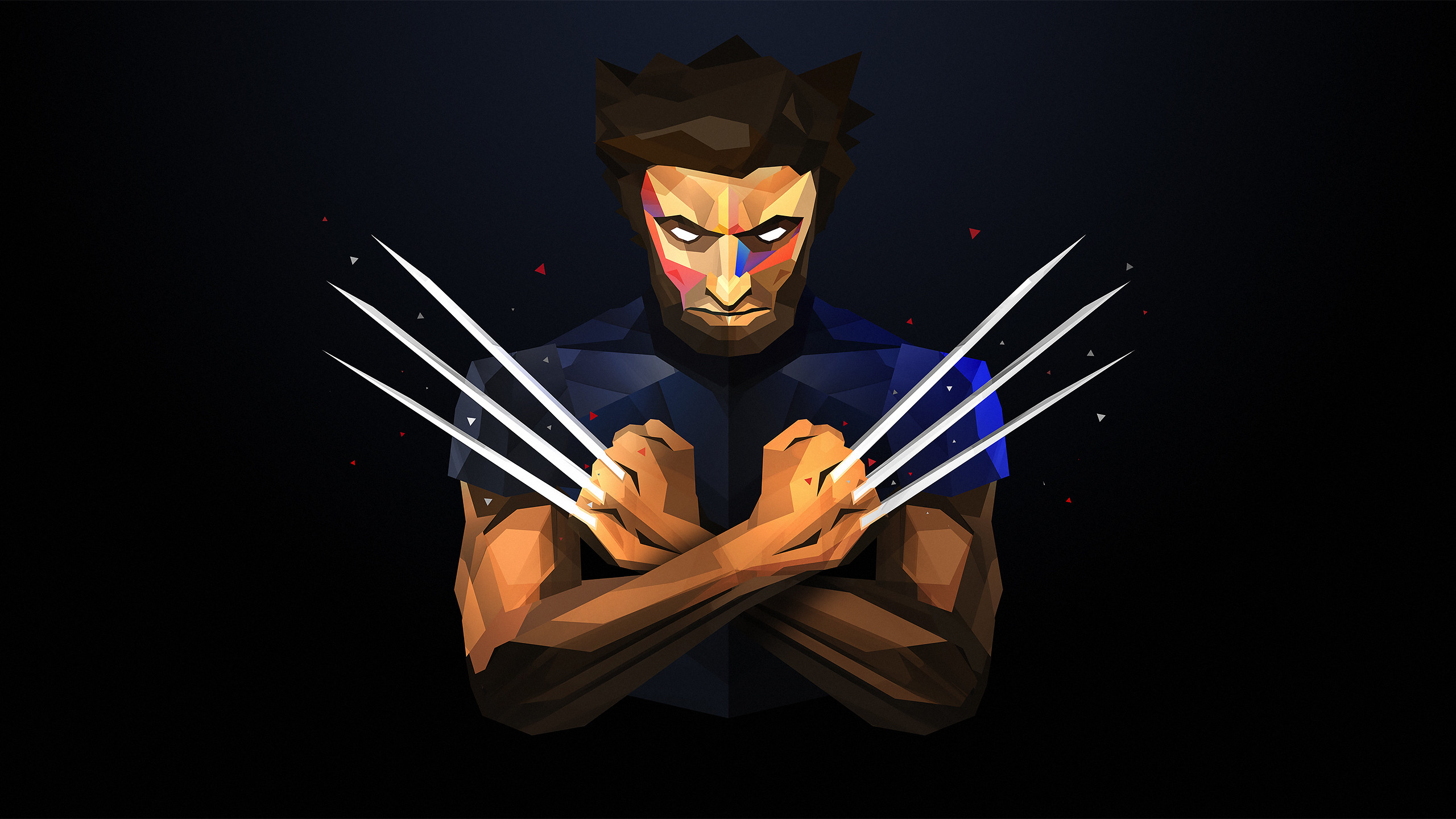 Wolverine, X-Men, Marvel, Artigli, Low poly, 2K 1440p, sfondo desktop