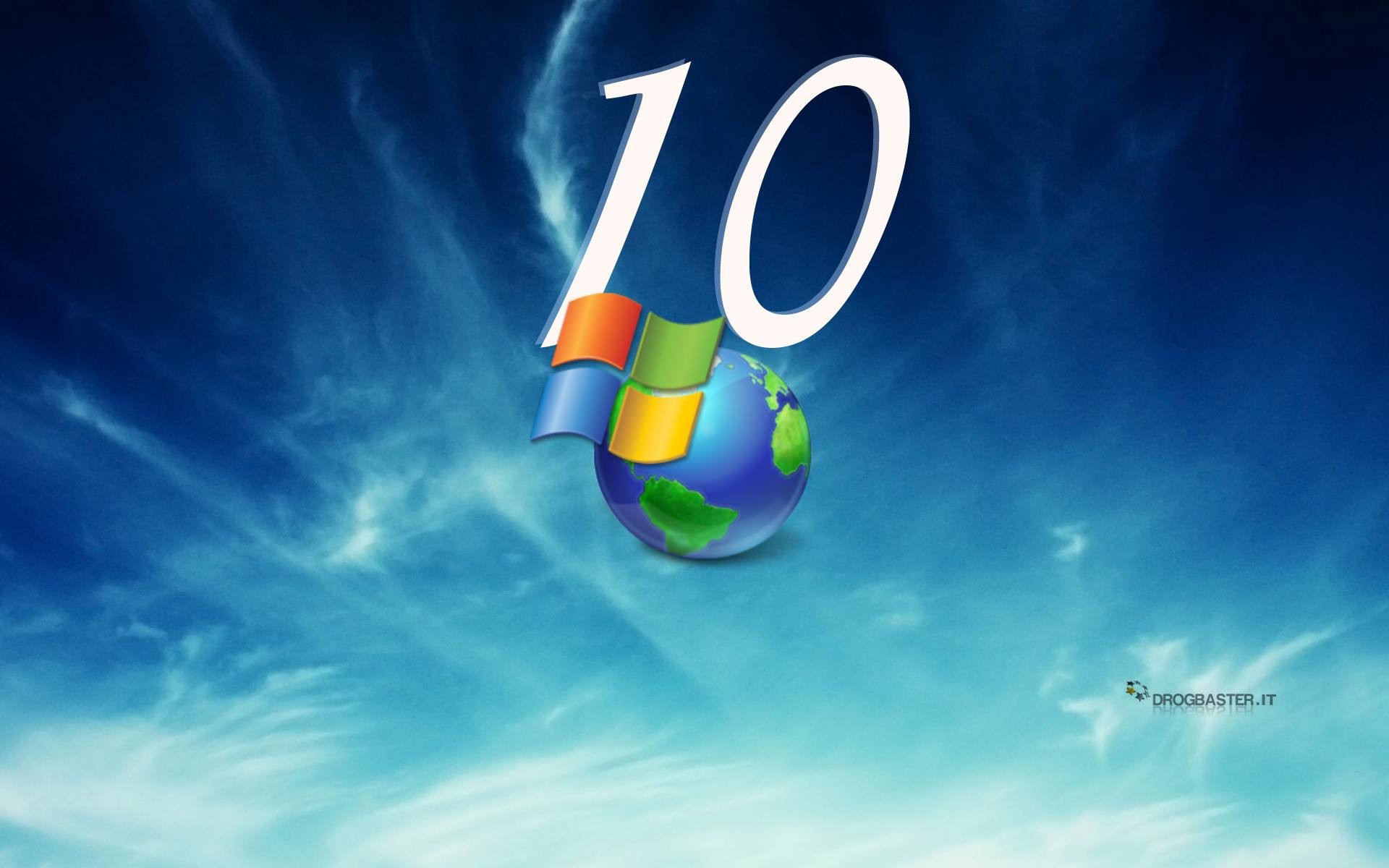 Windows 10, Logo Windows, Globo, Cielo, Nuvole, 1920x1200, sfondo per PC