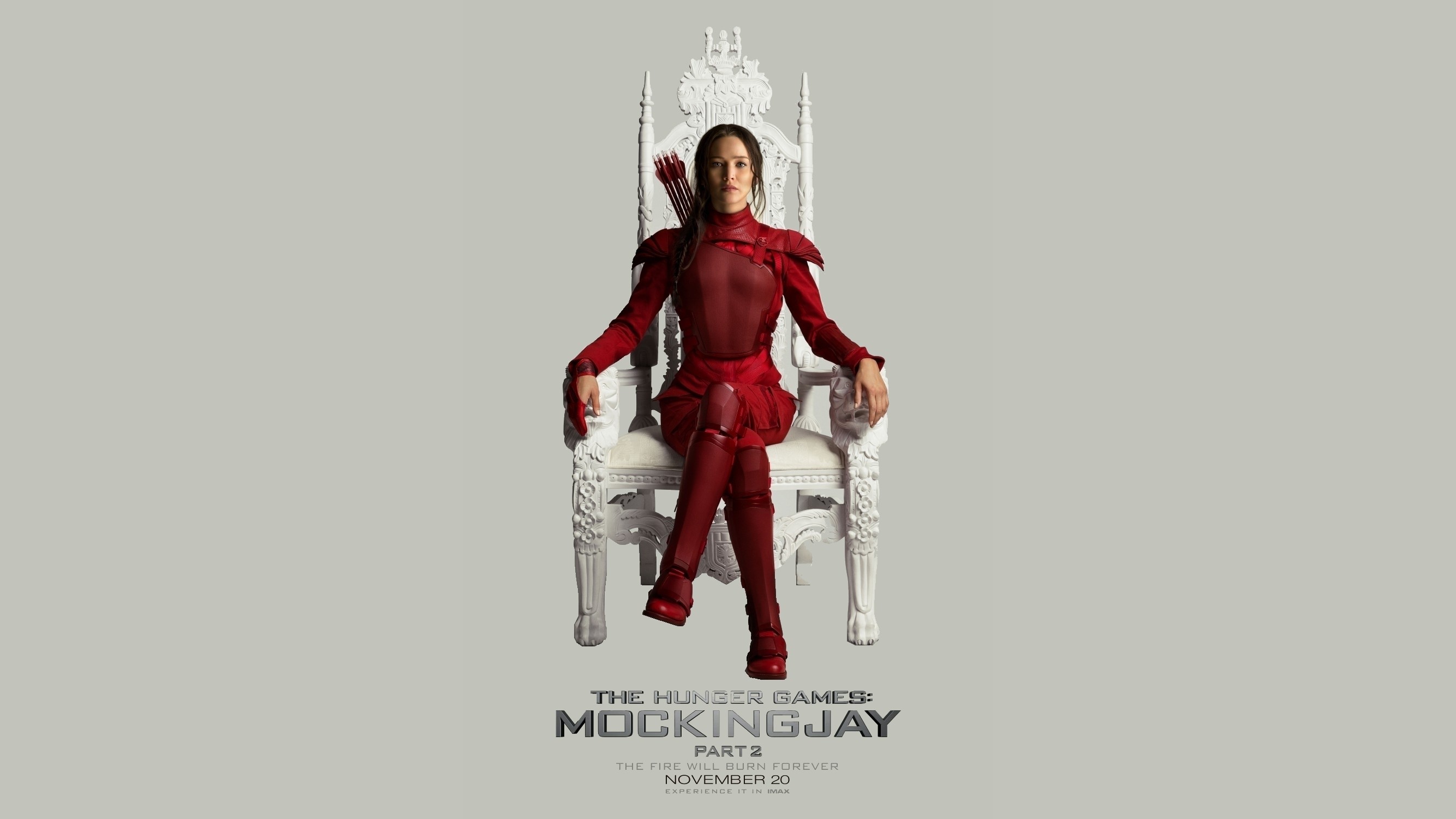 Jennifer Lawrence, Katniss Everdeen, Hunger Games: Il canto della rivolta - Parte 2, Trono, wallpaper 2K