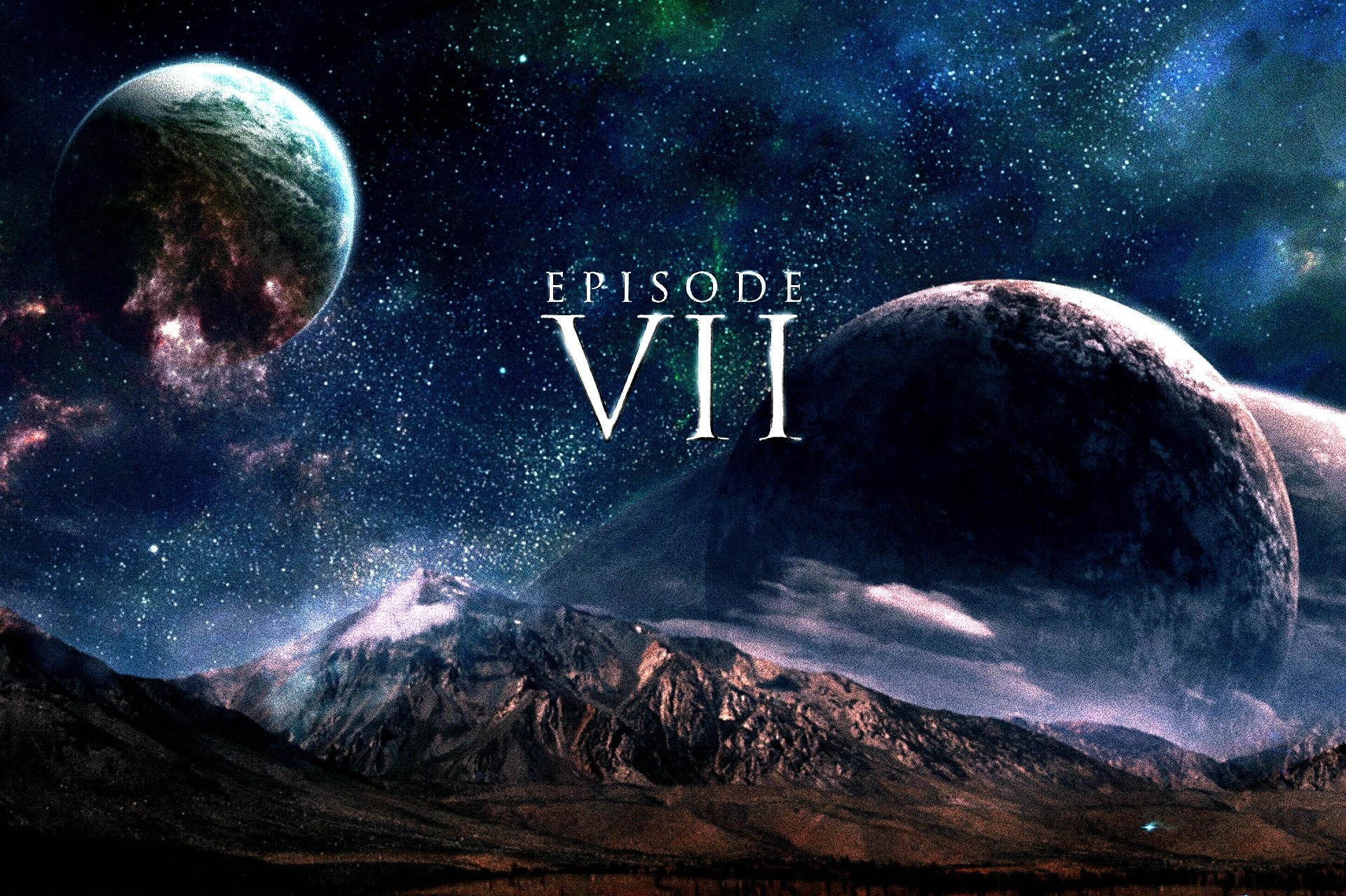 Episodio VII, Pianeti, Spazio, Montagne, Full HD, sfondo Windows 11