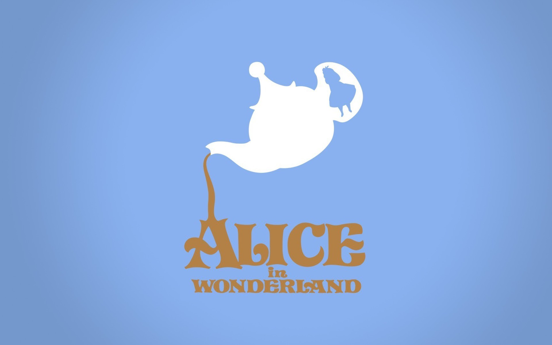 Alice nel Paese delle Meraviglie, Teiera, Minimalismo, Azzurro, 16:10 Full HD, sfondo widescreen