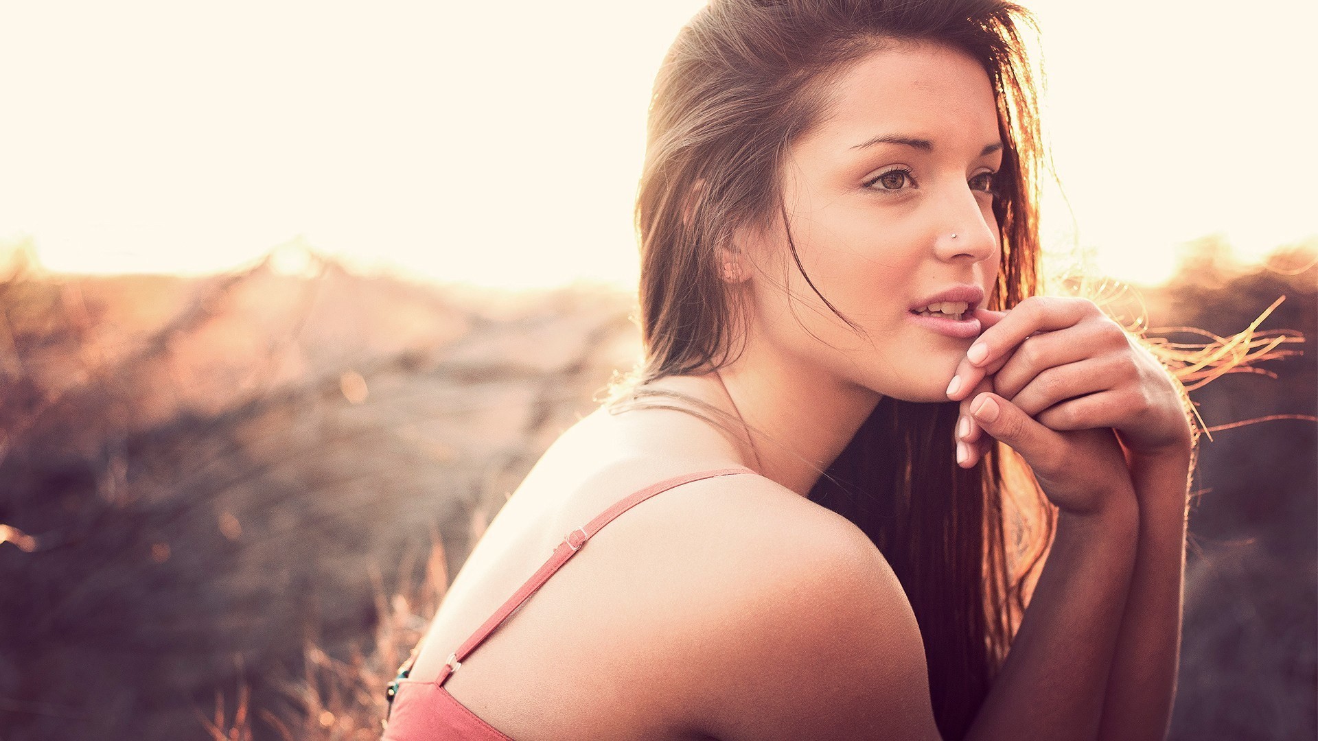 Ragazza, Tramonto, Controluce, Ritratto, Full HD 1080p, sfondo desktop