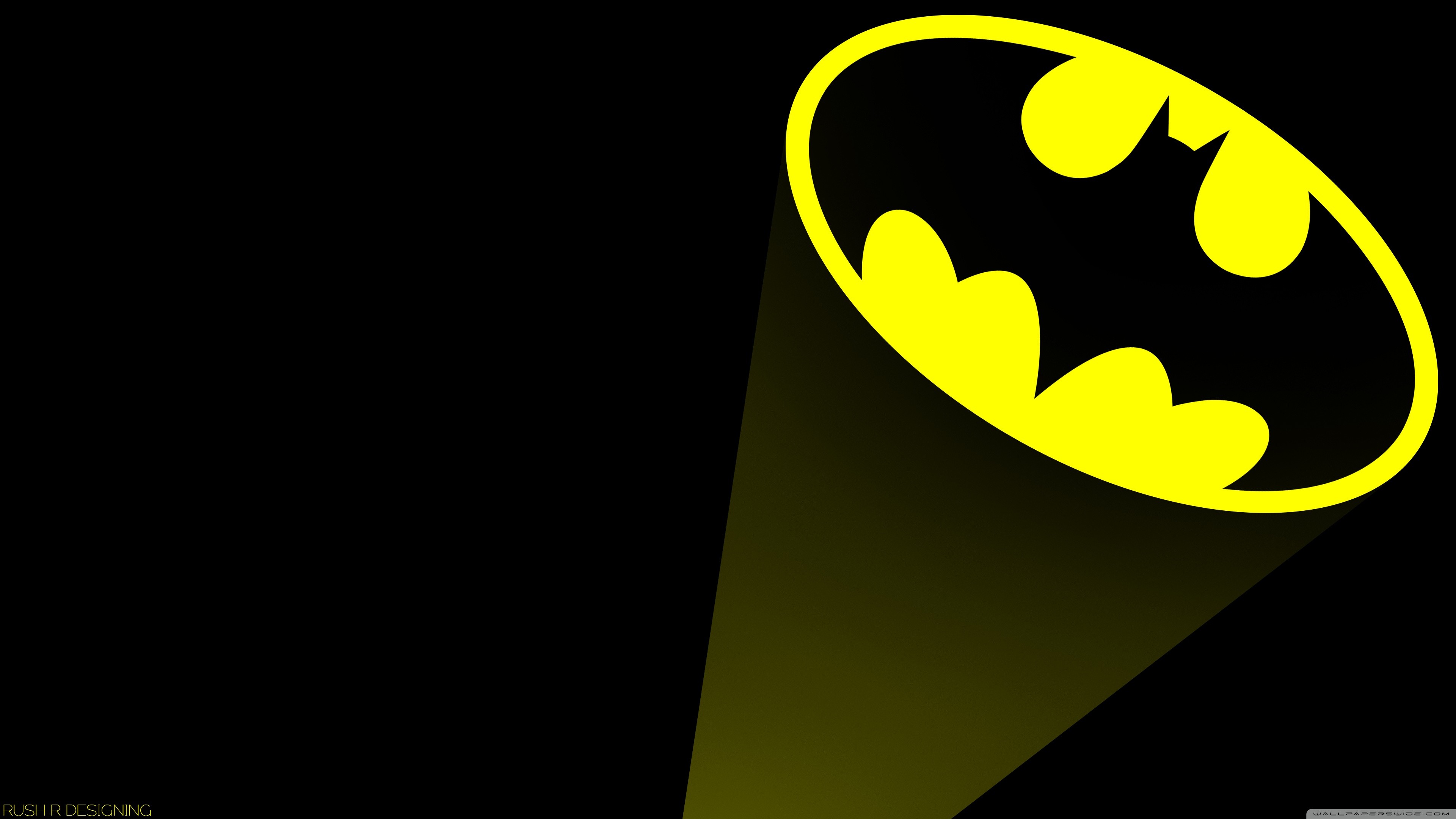 Bat-segnale, Batman, Simbolo di Batman, Giallo, Sfondo nero, 4K, wallpaper per PC