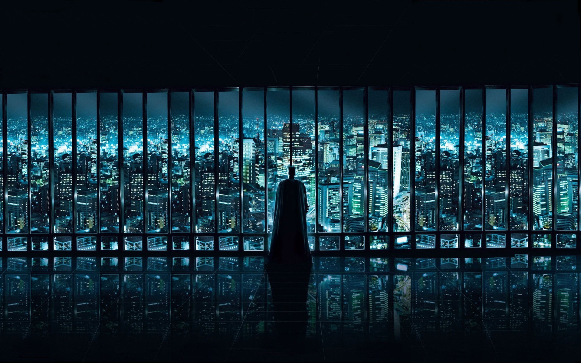 Gotham, Gotham City, Vetrata, Skyline, Notte, 16:10 Full HD, wallpaper widescreen