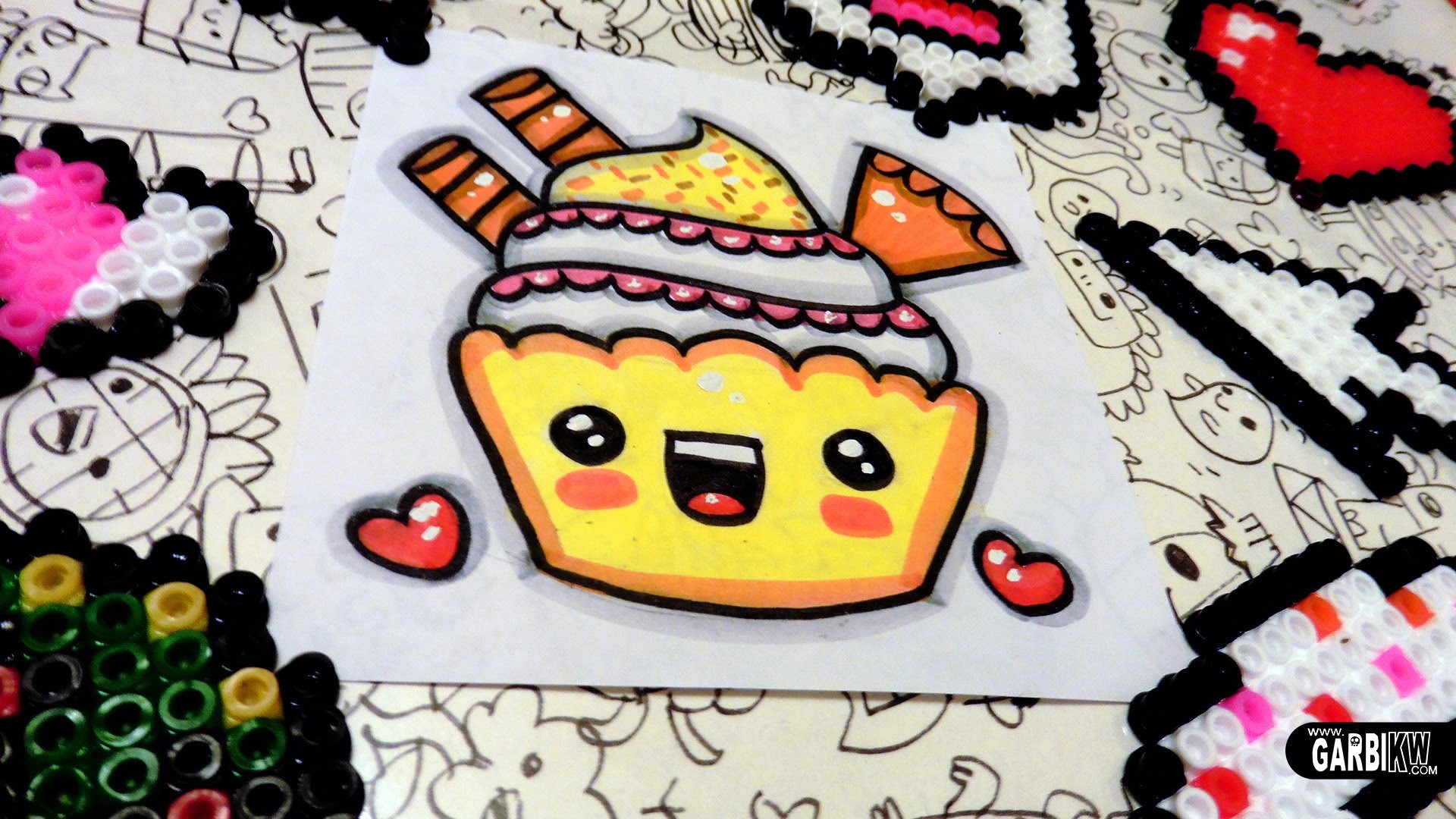 Garbi KW, Cupcake, Kawaii, Pixel art, 16:9 Full HD, sfondo widescreen