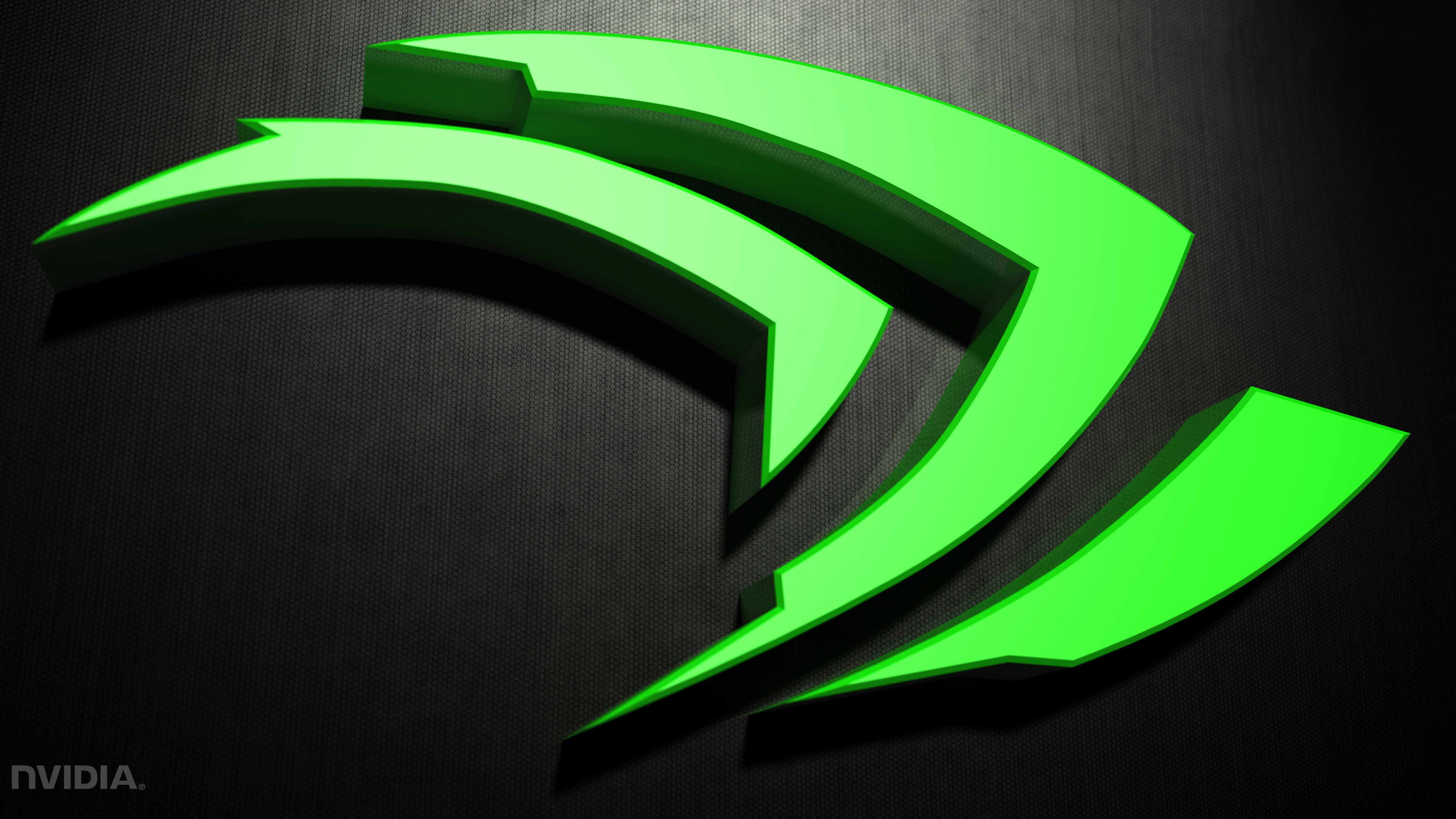Logo Nvidia, Nvidia, Arte 3D, Verde, Metallo, 4K, wallpaper per PC