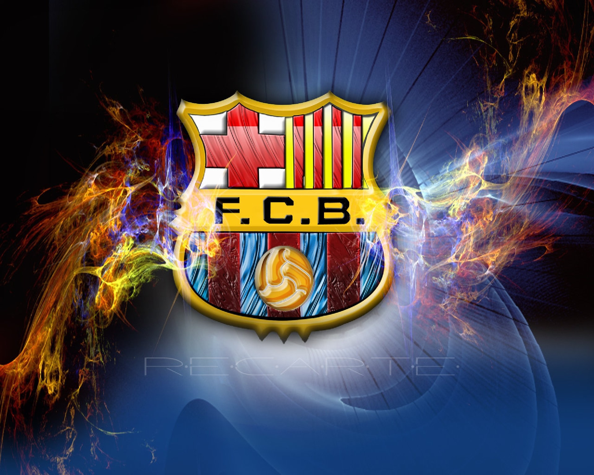 FC Barcelona, Stemma, Fiamme, Blu, Full HD, sfondo per PC e portatile
