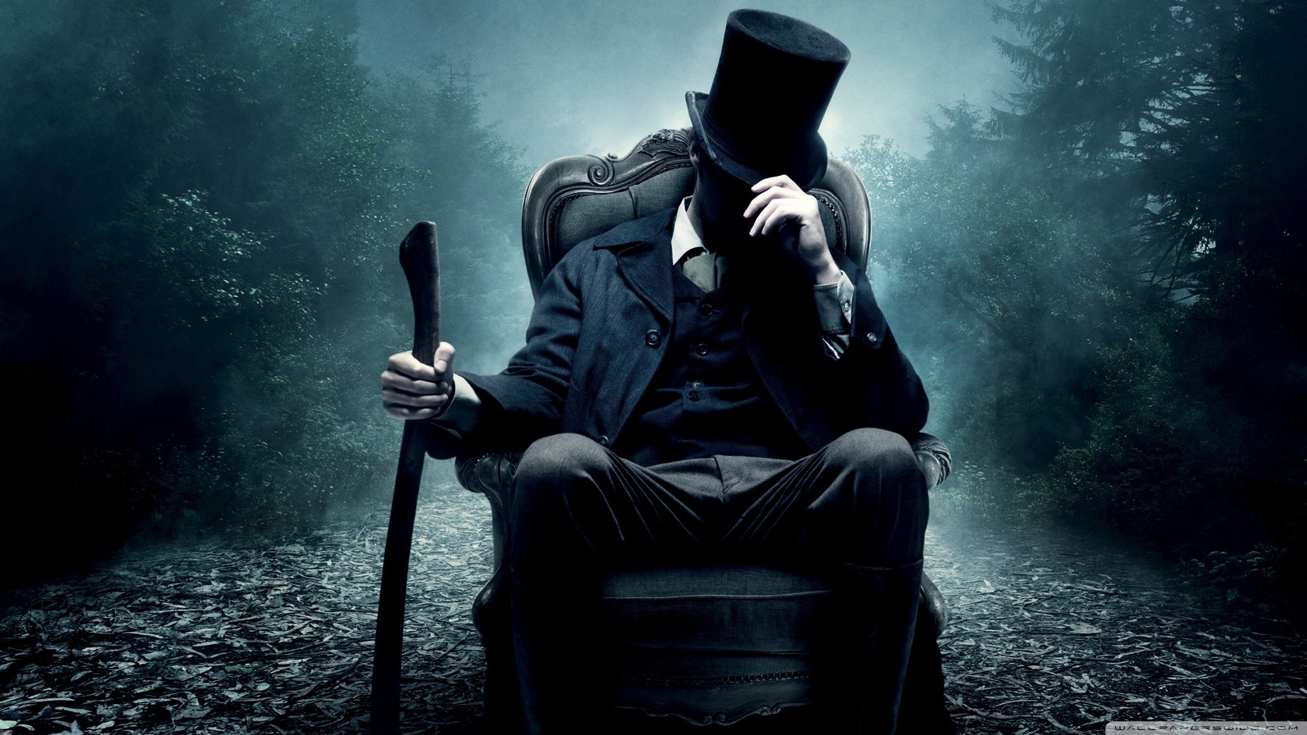 Abraham Lincoln: Vampire Hunter, Cilindro, Foresta, Nebbia, 16:9 2K, wallpaper widescreen