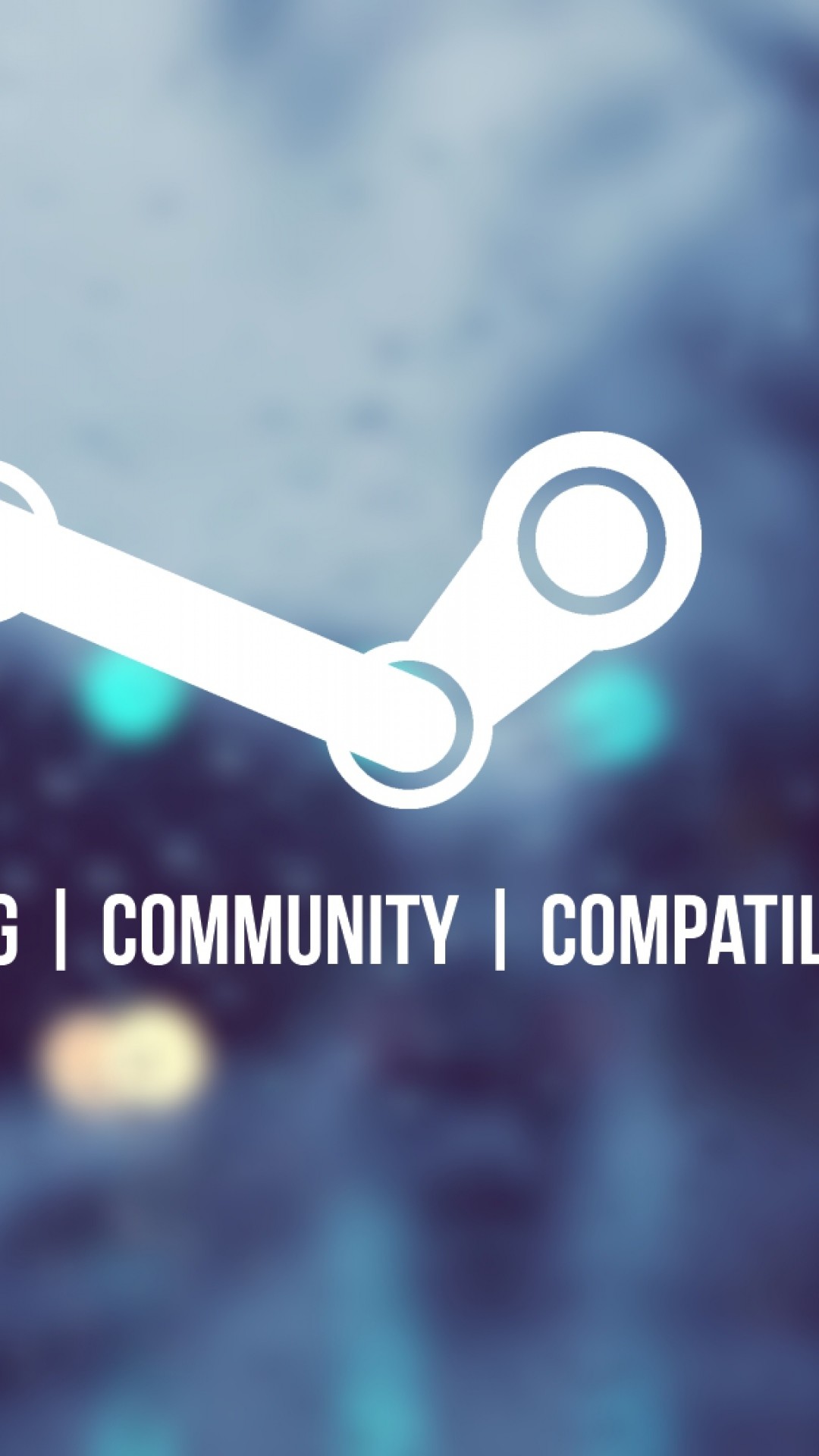 Logo Steam, Steam, Gaming Community Compatibility, Bokeh, Pioggia, sfondo verticale per cellulare