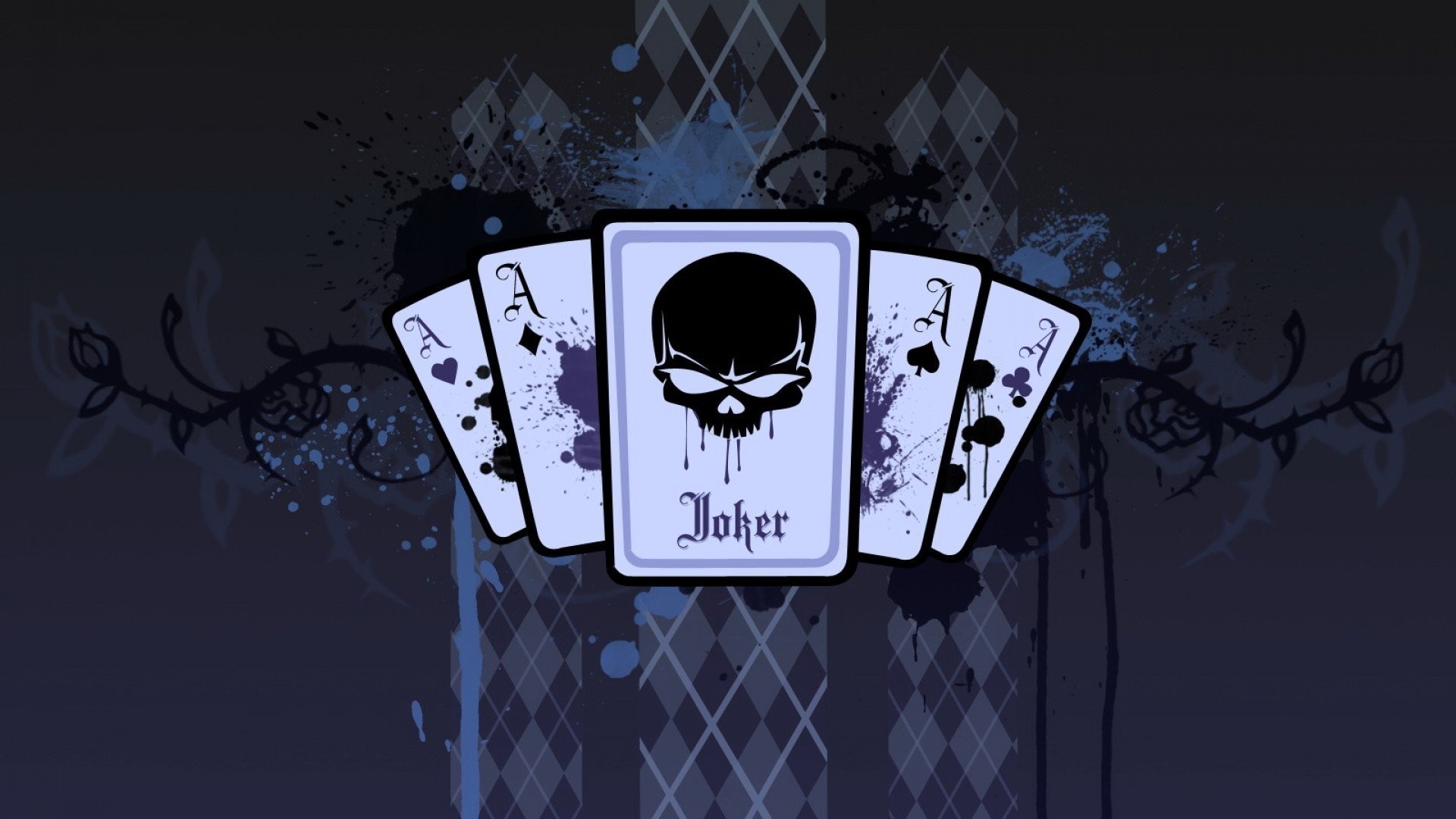 Carta del Jolly, Joker, Carte da gioco, Teschio, Sfondo scuro, Full HD, wallpaper per portatile
