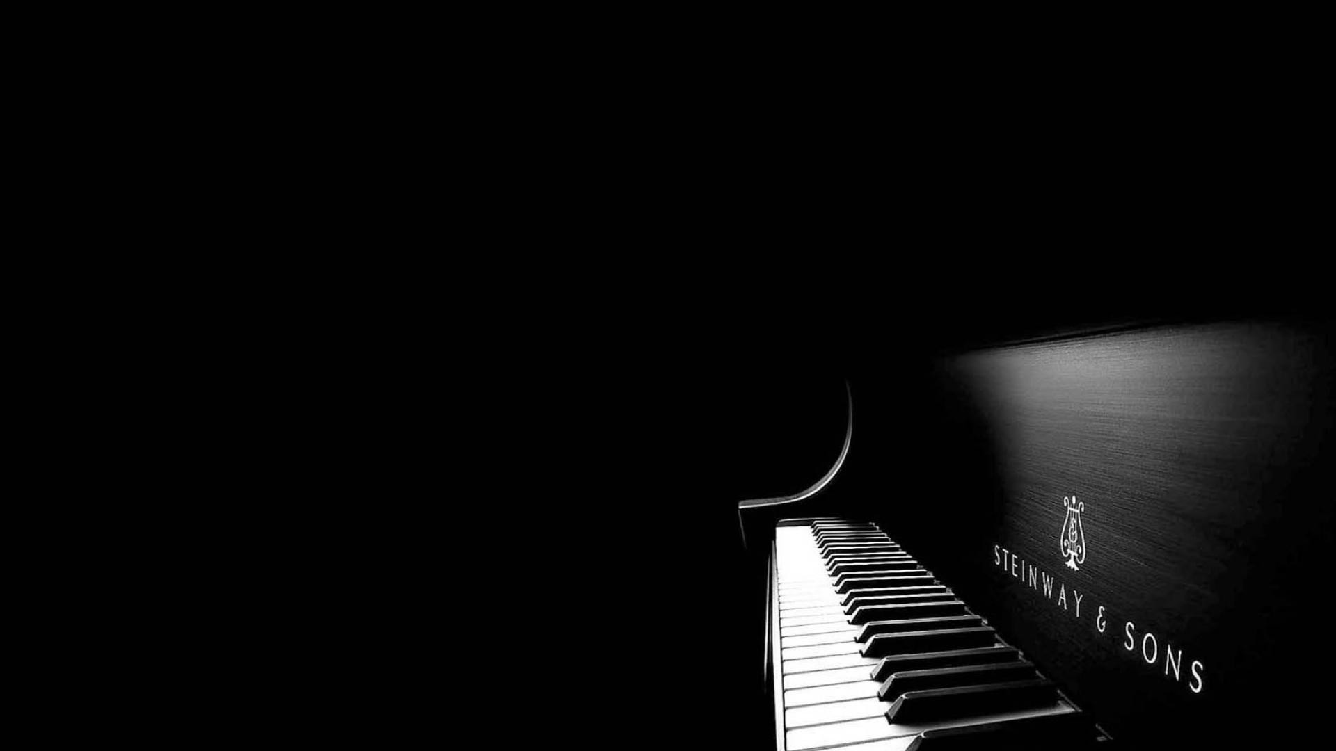 Steinway & Sons, Pianoforte, Sfondo nero, Full HD, wallpaper per computer