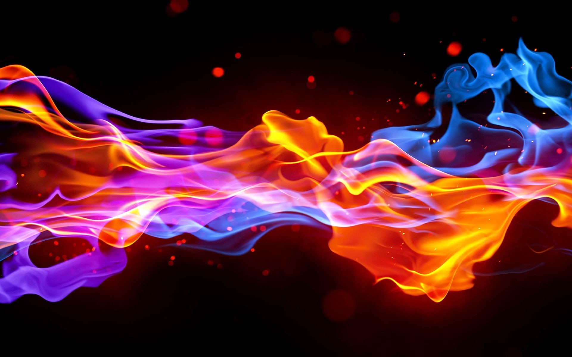Fiamme colorate, Fuoco, Astratto, Sfondo nero, 1920x1200, wallpaper desktop
