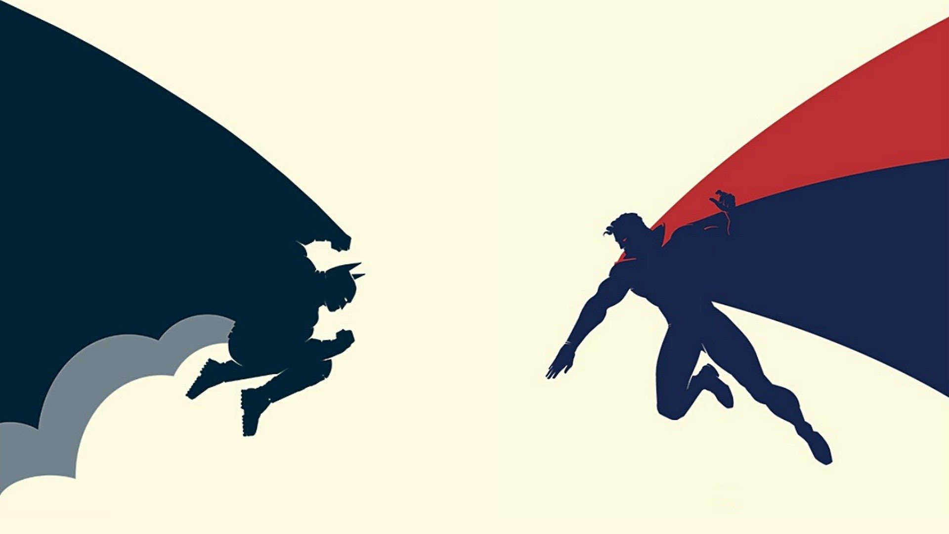Batman, Superman, Silhouette, Minimalismo, Full HD, sfondo desktop