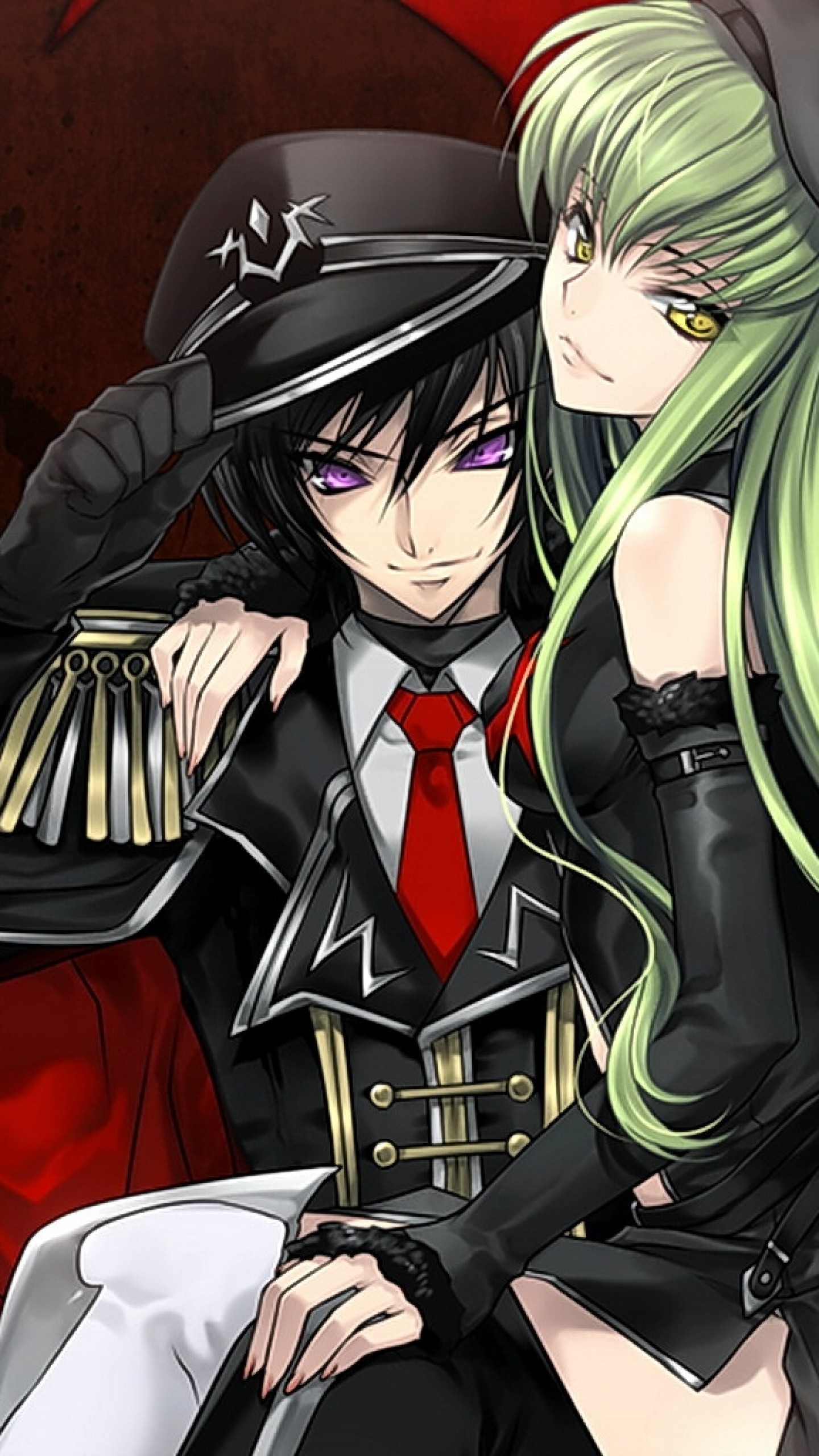 Lelouch Lamperouge, C.C., Code Geass, Uniforme, QHD+, sfondo per iPhone e Android