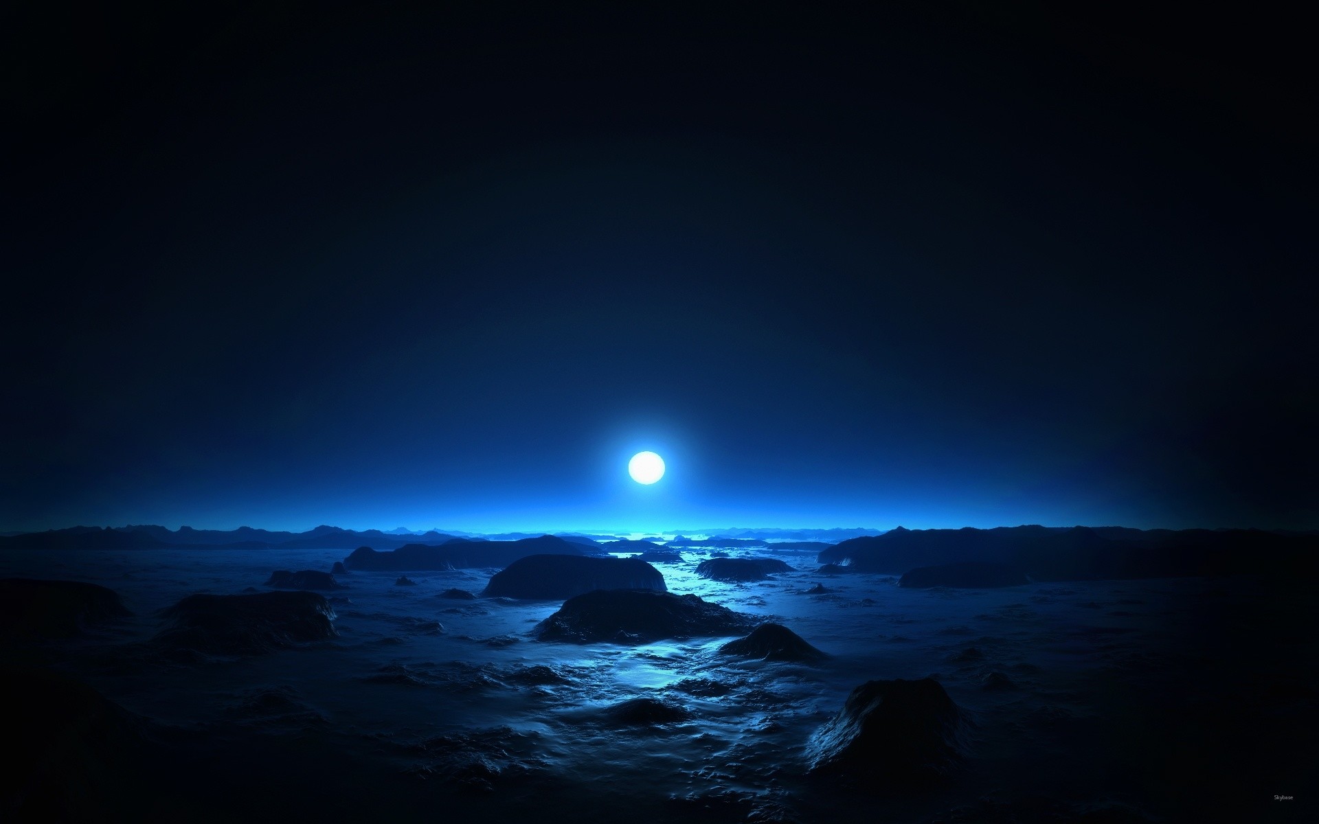 Luna, Mare, Rocce, Blu, 1920x1200, sfondo MacBook Pro