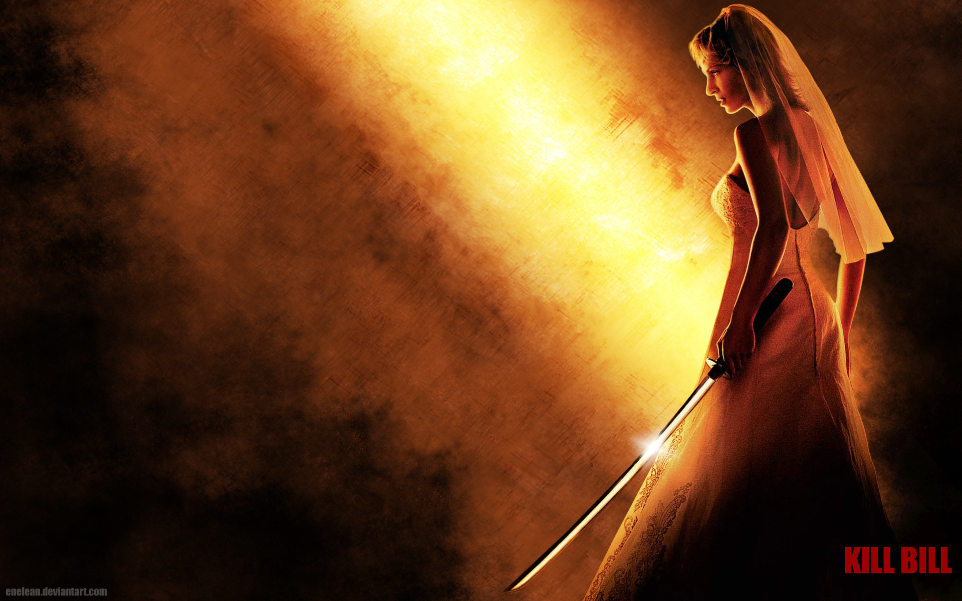 Kill Bill: Volume 2, La Sposa, Uma Thurman, Katana, Controluce, 1920x1200, immagine di sfondo