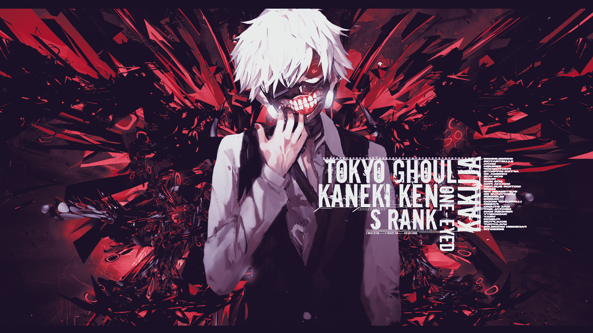 Ken Kaneki, Tokyo Ghoul, Rango S, Rosso, Full HD 1080p, sfondo desktop