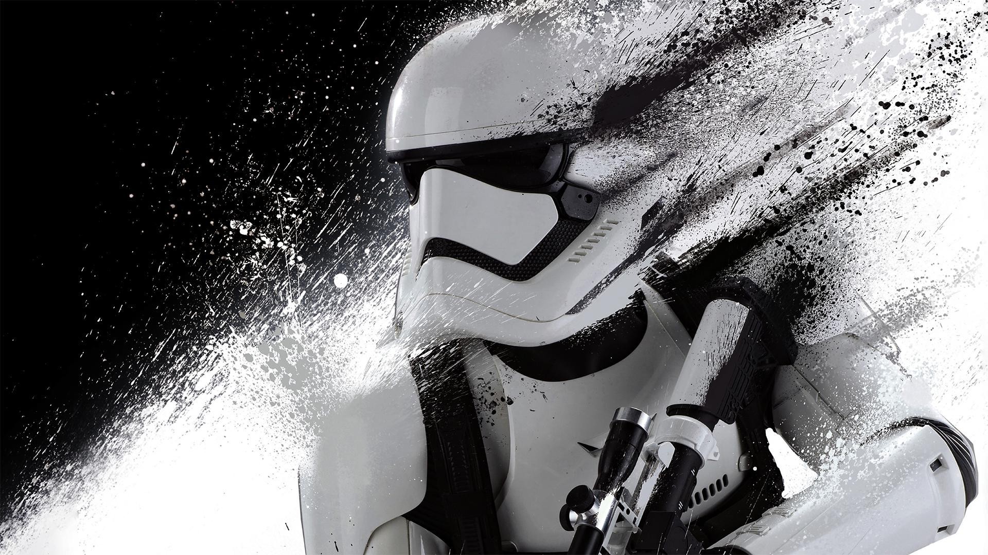 Stormtrooper del Primo Ordine, Star Wars, Effetto dispersione, Bianco e nero, sfondo per PC