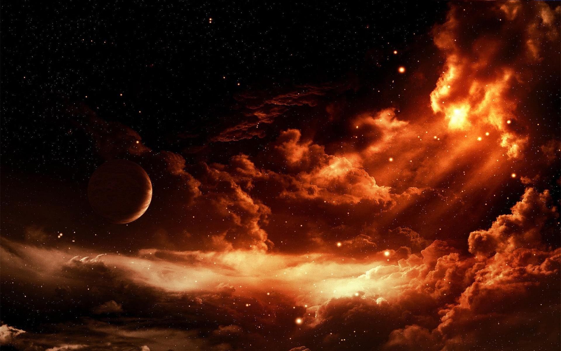 Nebulosa, Pianeta, Arancione, Spazio, 16:10 Full HD, sfondo widescreen