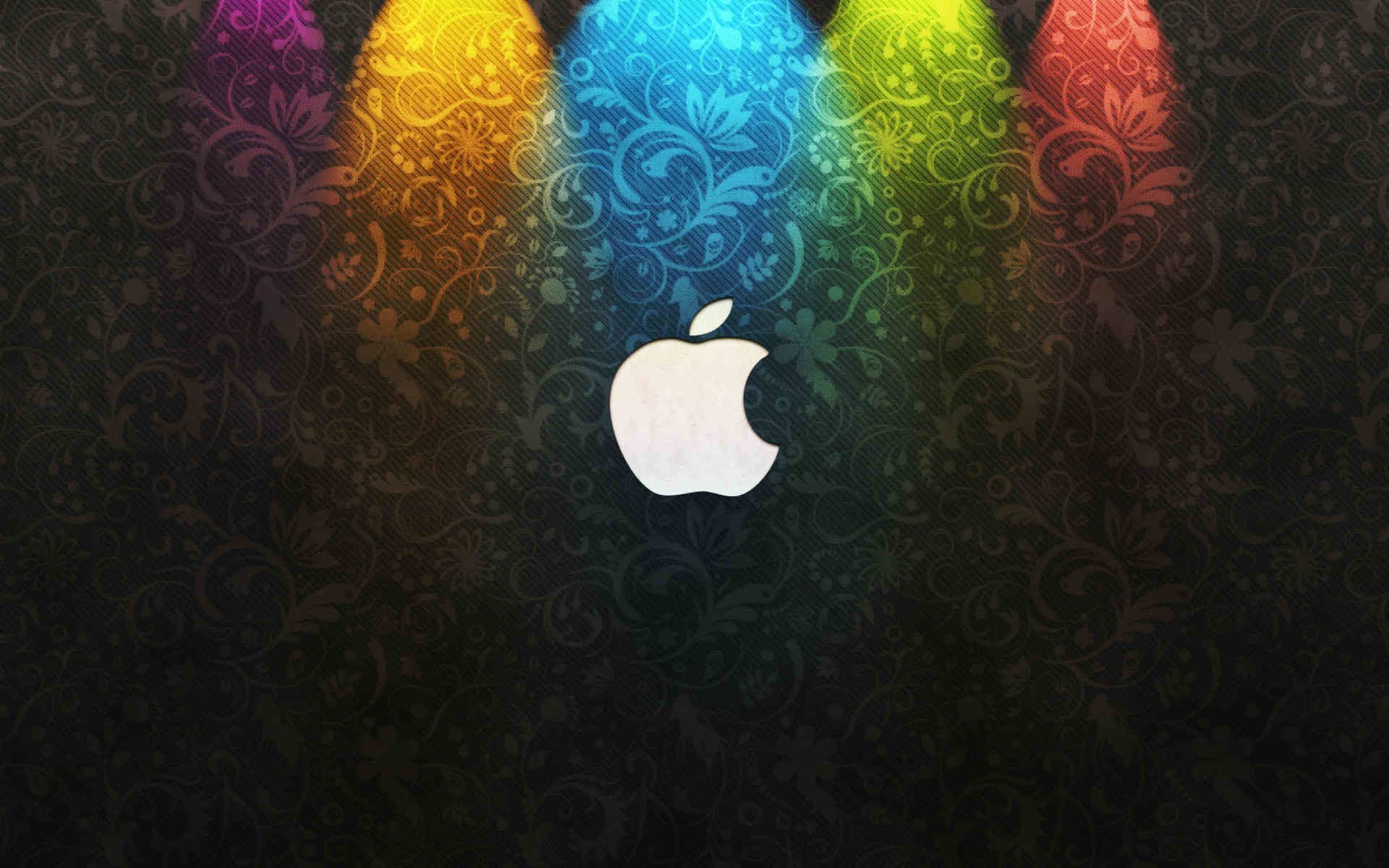 Logo Apple, Apple, Luci colorate, Damasco, immagine di sfondo PC