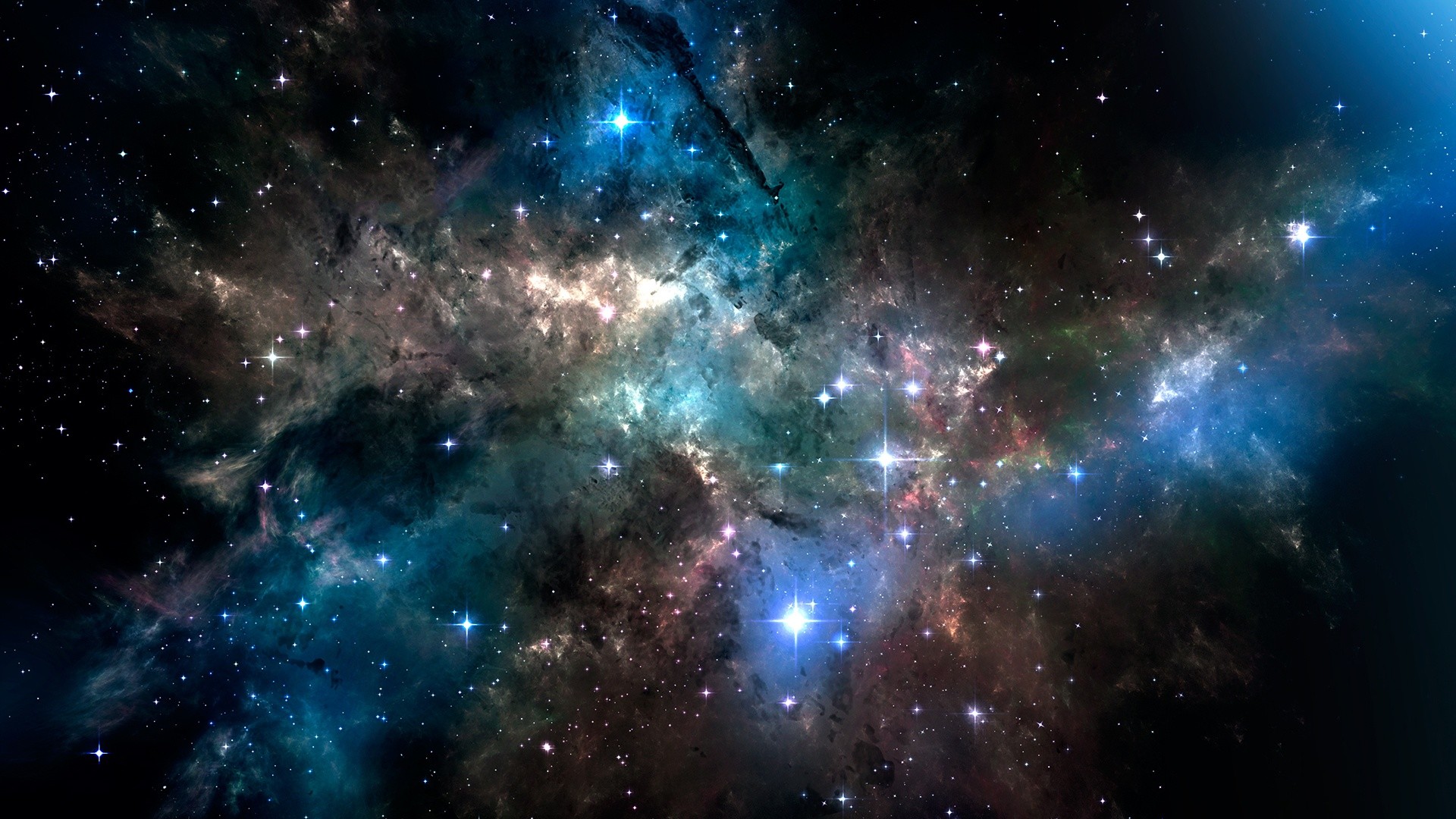 Nebulosa, Spazio, Stelle, Blu, 16:9 Full HD, sfondo widescreen
